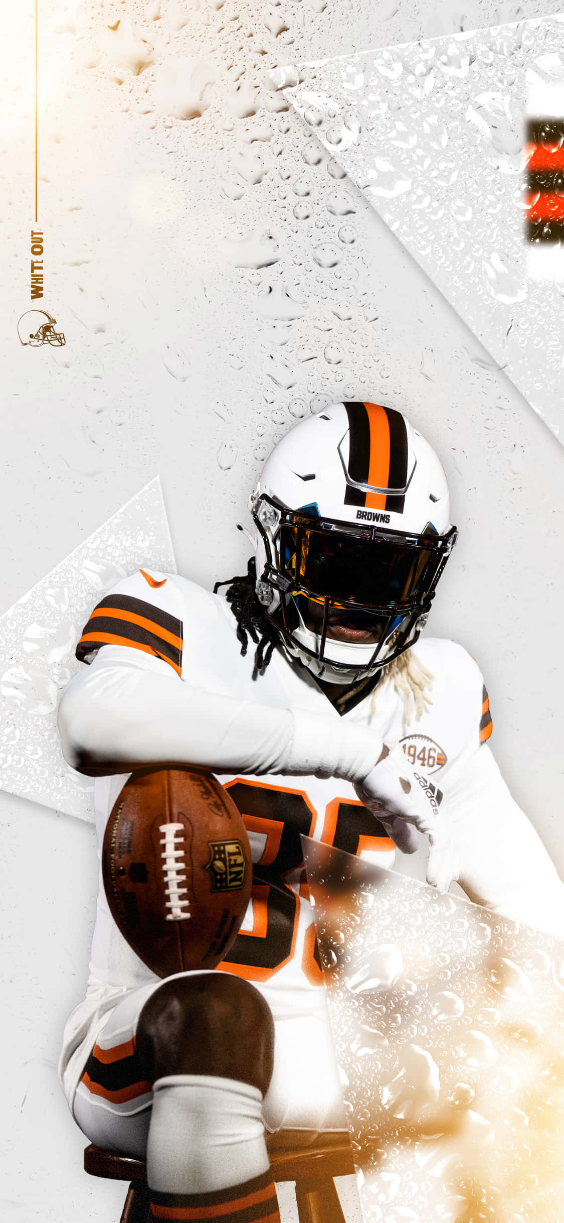 Cleveland Browns, football player, white and orange gear, Full HD Phone Wallpaper
