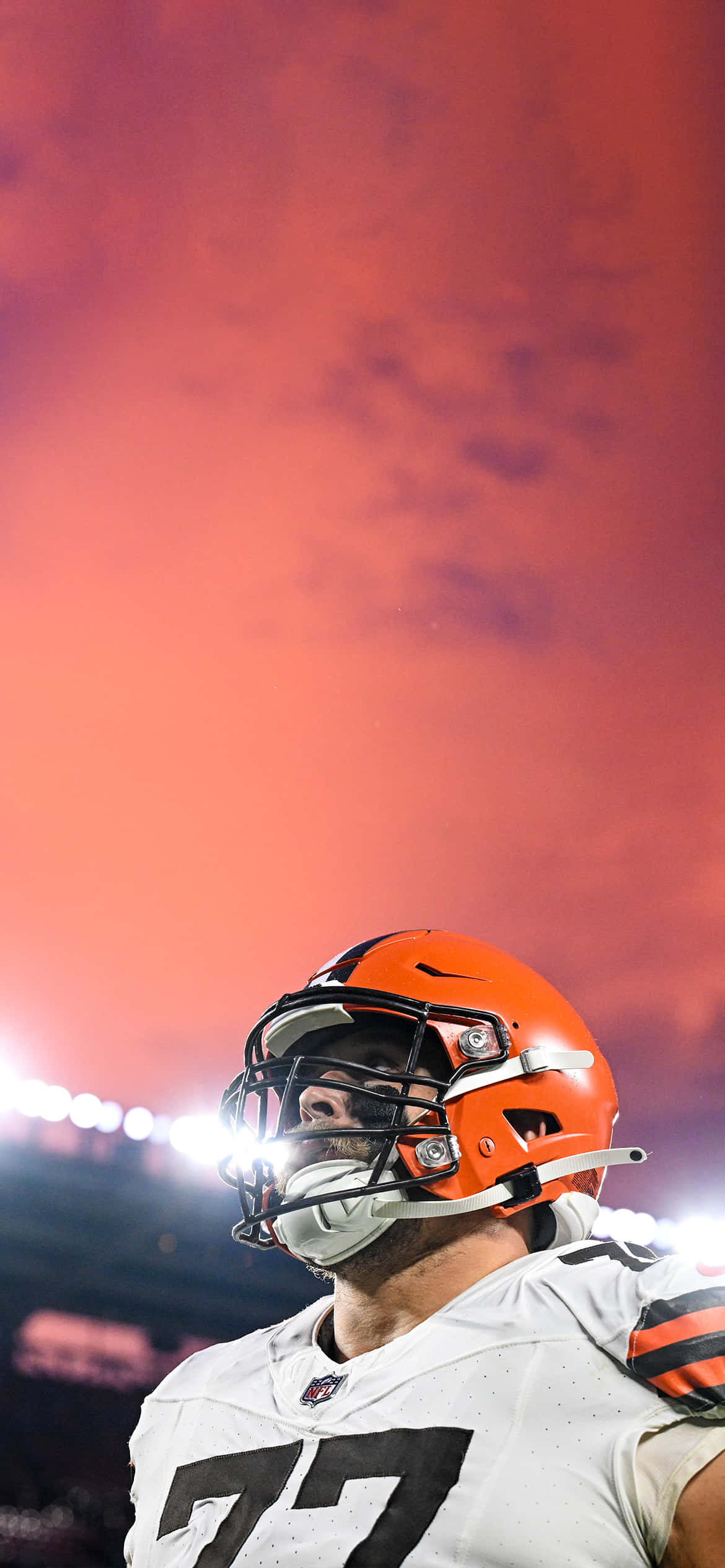 Cleveland Browns, orange helmet, fiery red twilight sky, Full HD Phone Wallpaper