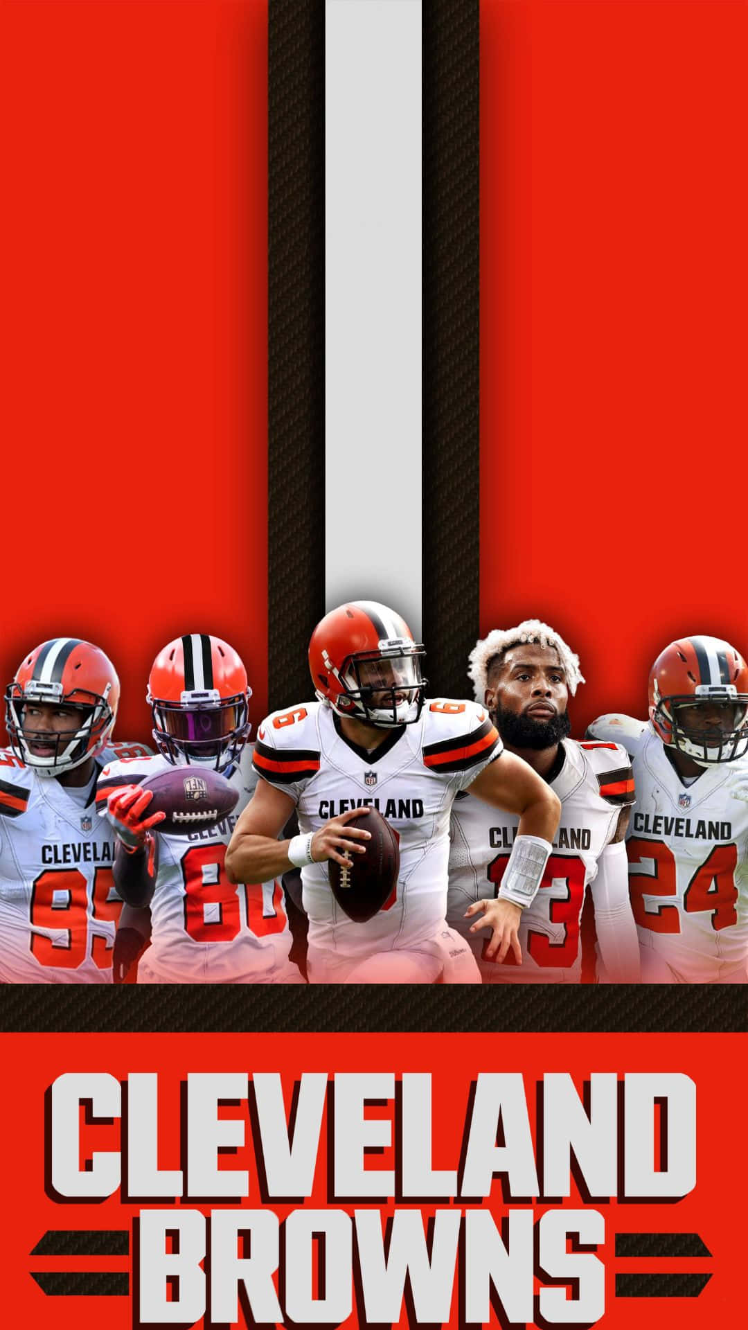 Cleveland Browns, white jerseys, bold red background, Full HD Phone Wallpaper