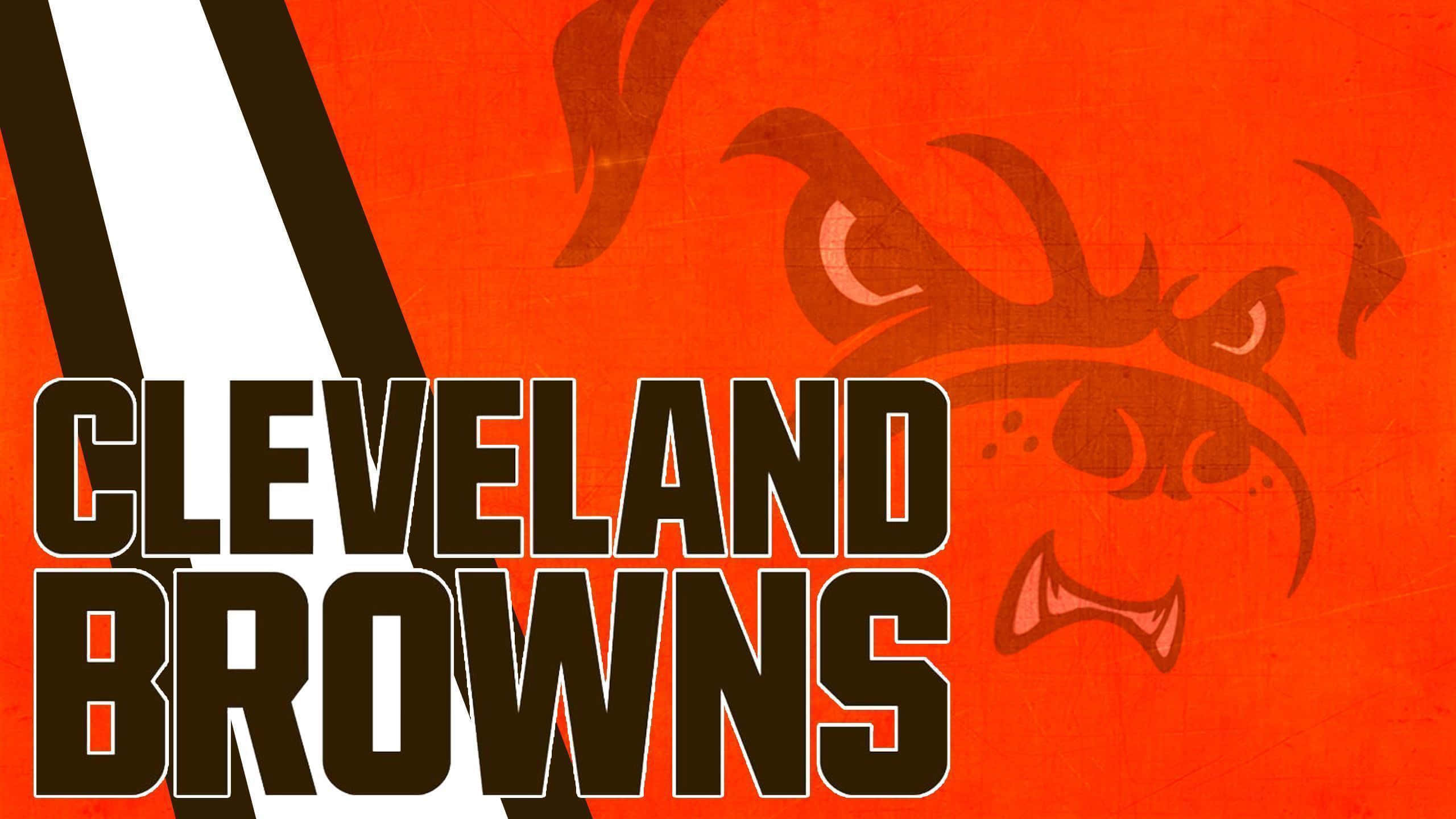 Cleveland Browns logo, fierce brown mascot, orange background, 2K Desktop Wallpaper