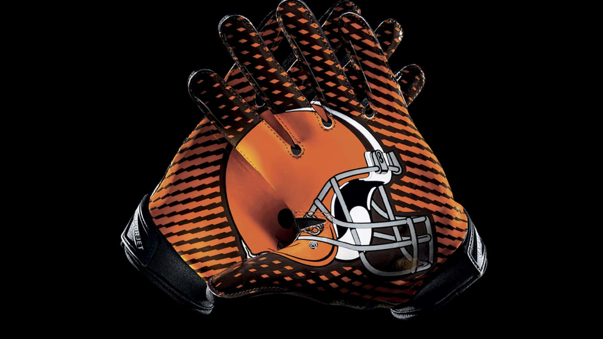 Cleveland Browns, interlocking "CB", orange and brown striped football gloves, Full HD Desktop Wallpaper