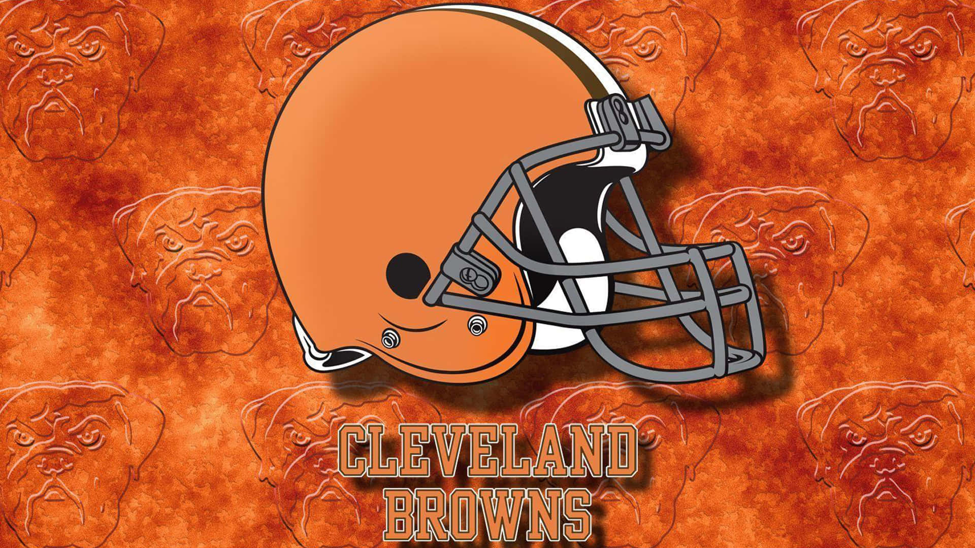 Cleveland Browns, football helmet, textured orange background, Full HD Desktop Wallpaper