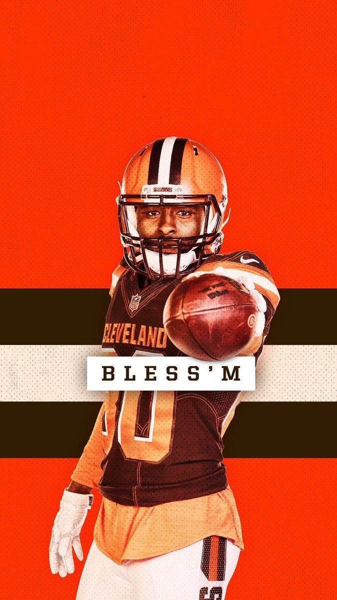 Cleveland Browns, Jarvis Laundry, orange and brown striped background, SD Phone Wallpaper