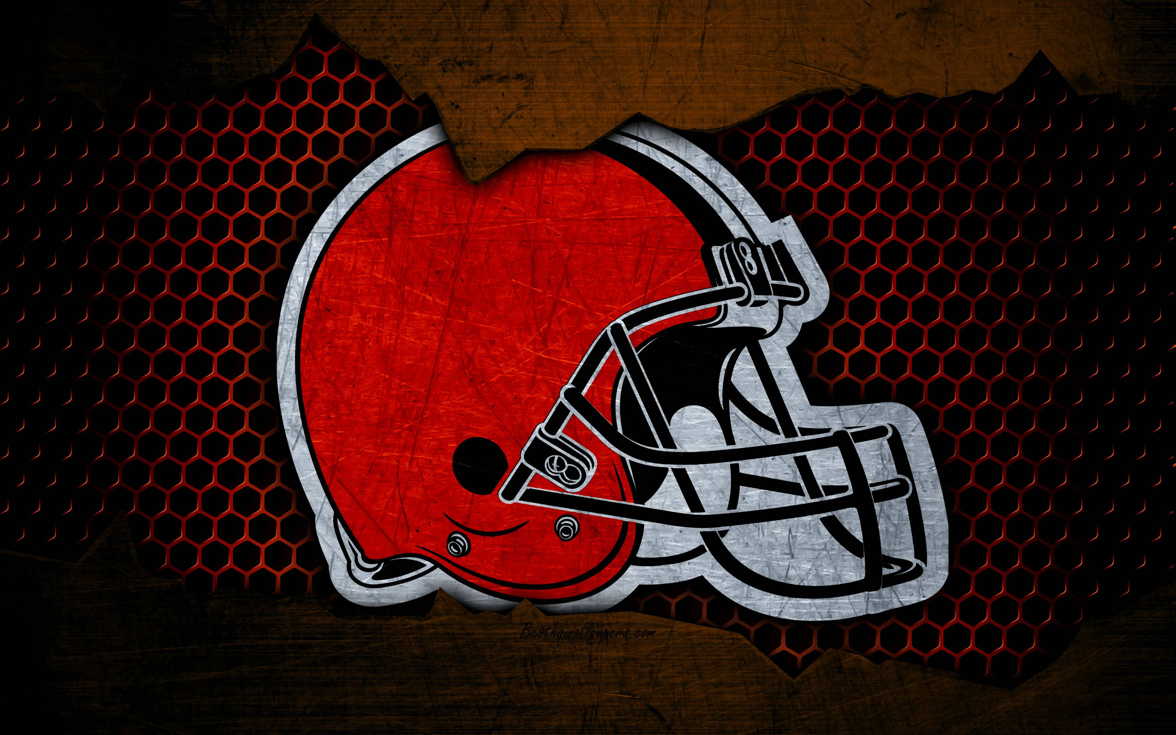 Cleveland Browns, red and black, weathered red and silver football helmet, 4K Desktop Wallpaper