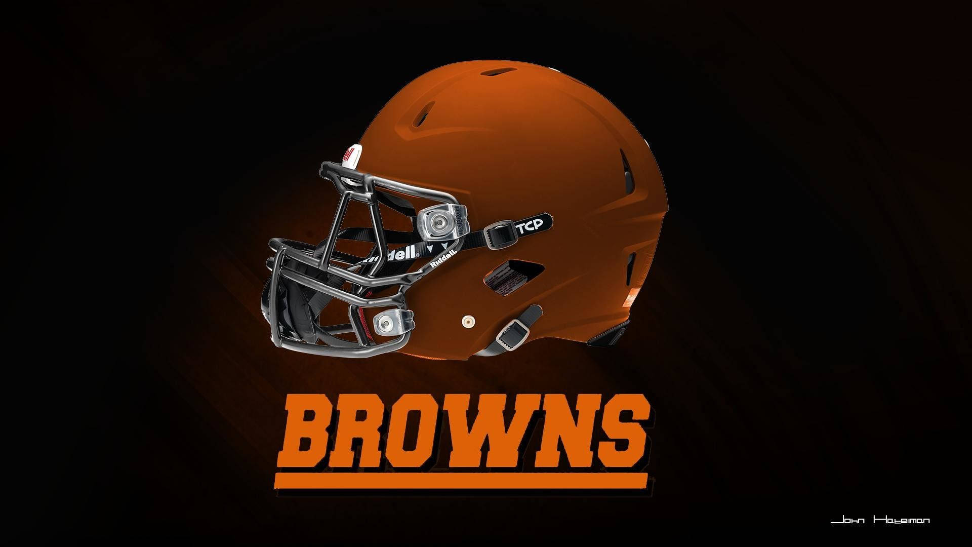 Cleveland Browns, glossy orange, silver face mask, Full HD Desktop Wallpaper