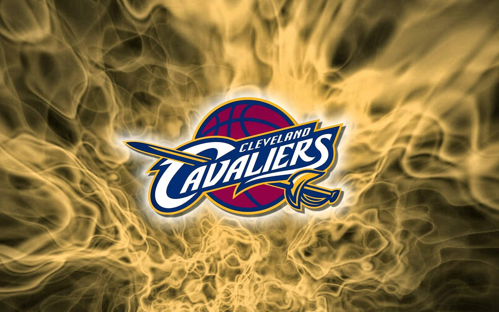 Cleveland Cavaliers logo, yellow smoke effect, swirling golden smoke, Full HD Desktop Wallpaper