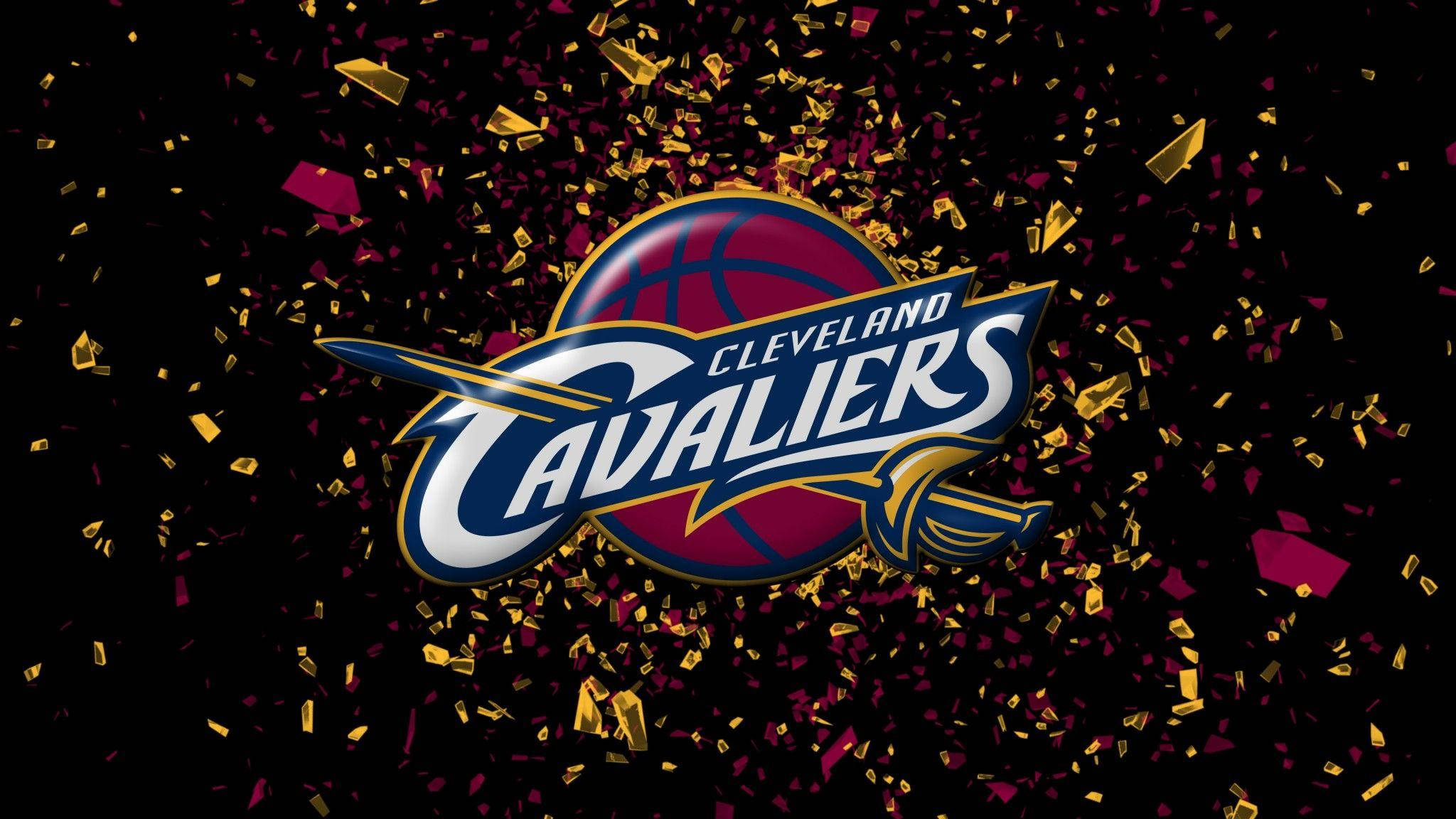 Cleveland Cavaliers, red and gold, gold confetti, Full HD Desktop Wallpaper