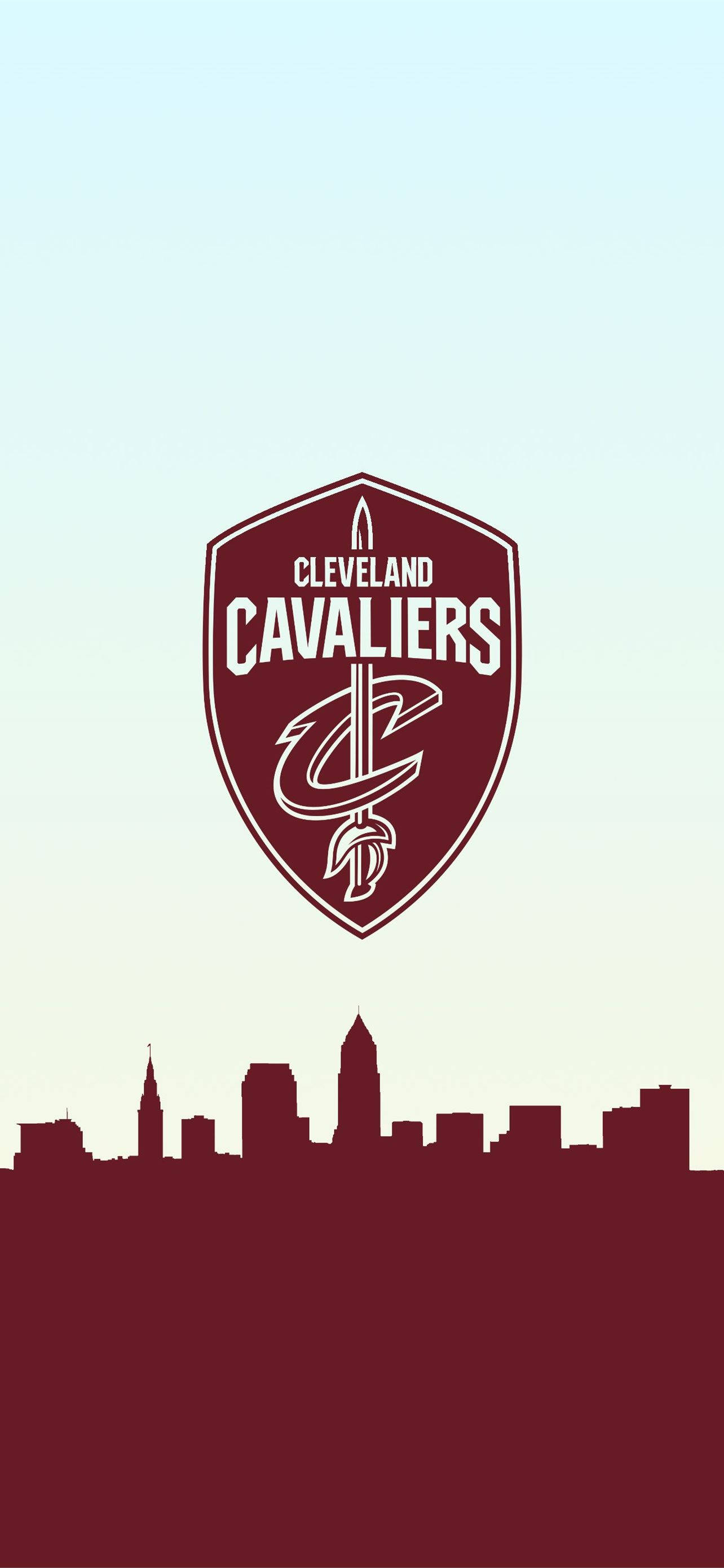 Cleveland Cavaliers, maroon city skyline, soft gradient sky, 2K Phone Wallpaper