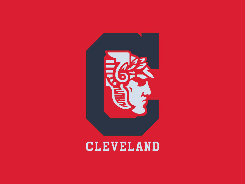 Cleveland Guardians, red background, navy blue stylized C, SD Desktop Wallpaper