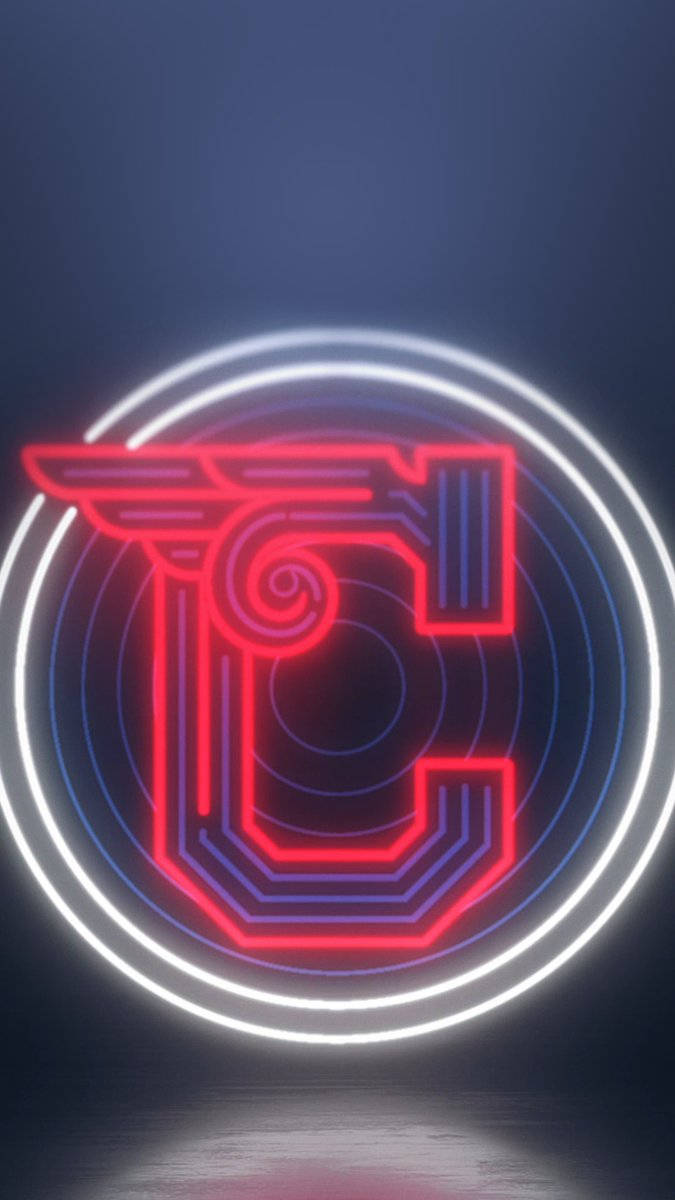 Cleveland Guardians, neon letter C, winged scrollwork, SD Phone Wallpaper
