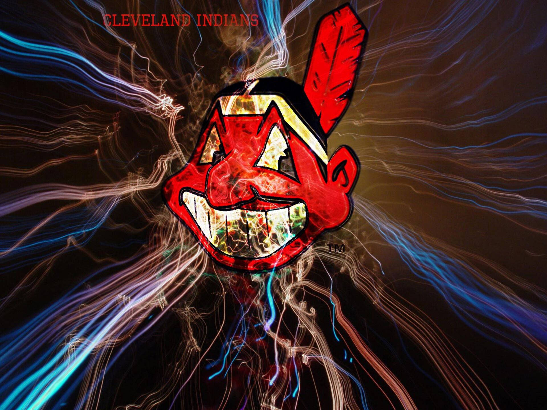 Cleveland Indians, red Cleveland Indians logo, feather, Full HD Desktop Wallpaper