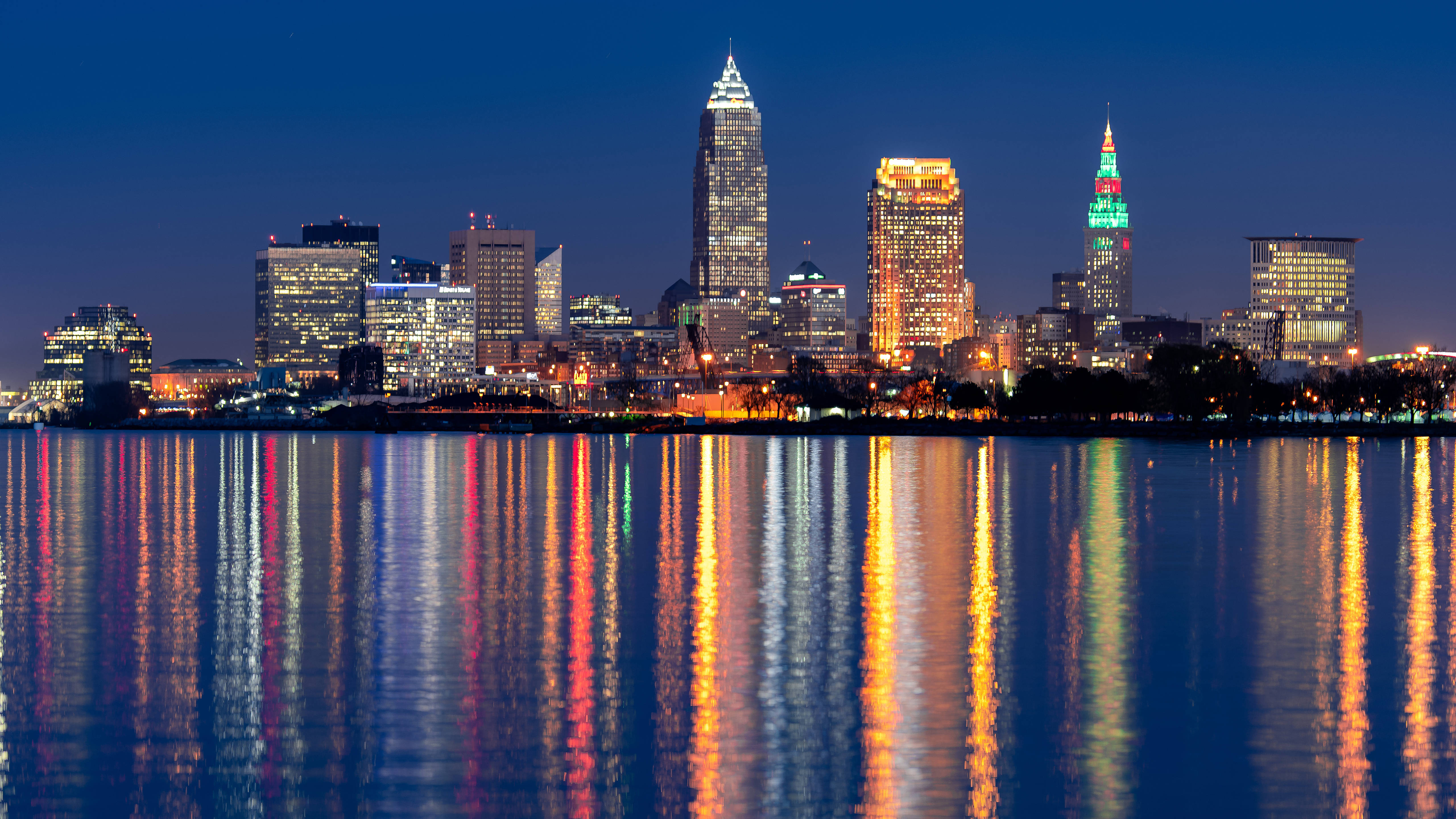Cleveland, dusk, city skyline, 5K Desktop Wallpaper