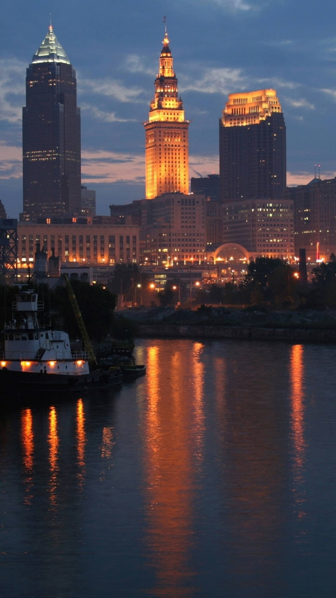 Cleveland, city skyline, dusk, Full HD Phone Wallpaper