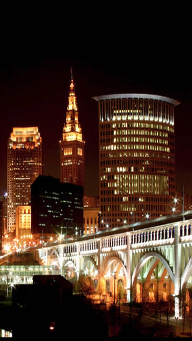 Cleveland, night, skyscrapers, SD Phone Wallpaper
