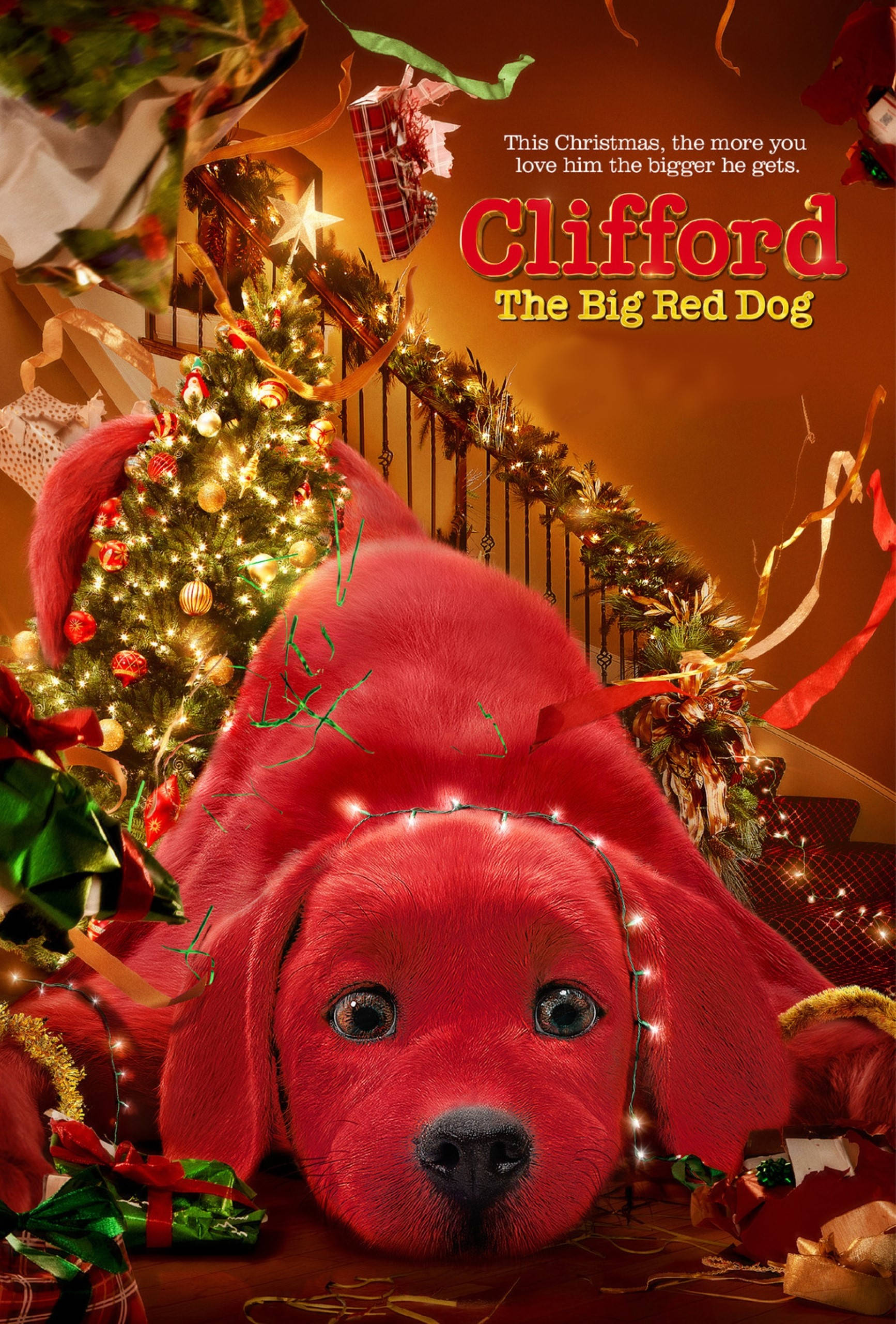 Clifford the big red dog, red dog, Christmas decorations, 2K Phone Wallpaper