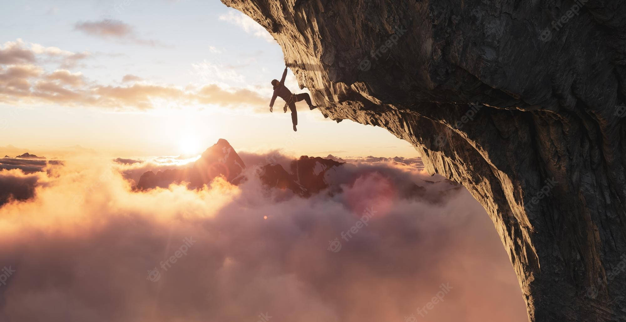 man, foggy mountain view, sea of clouds, Full HD Desktop Wallpaper