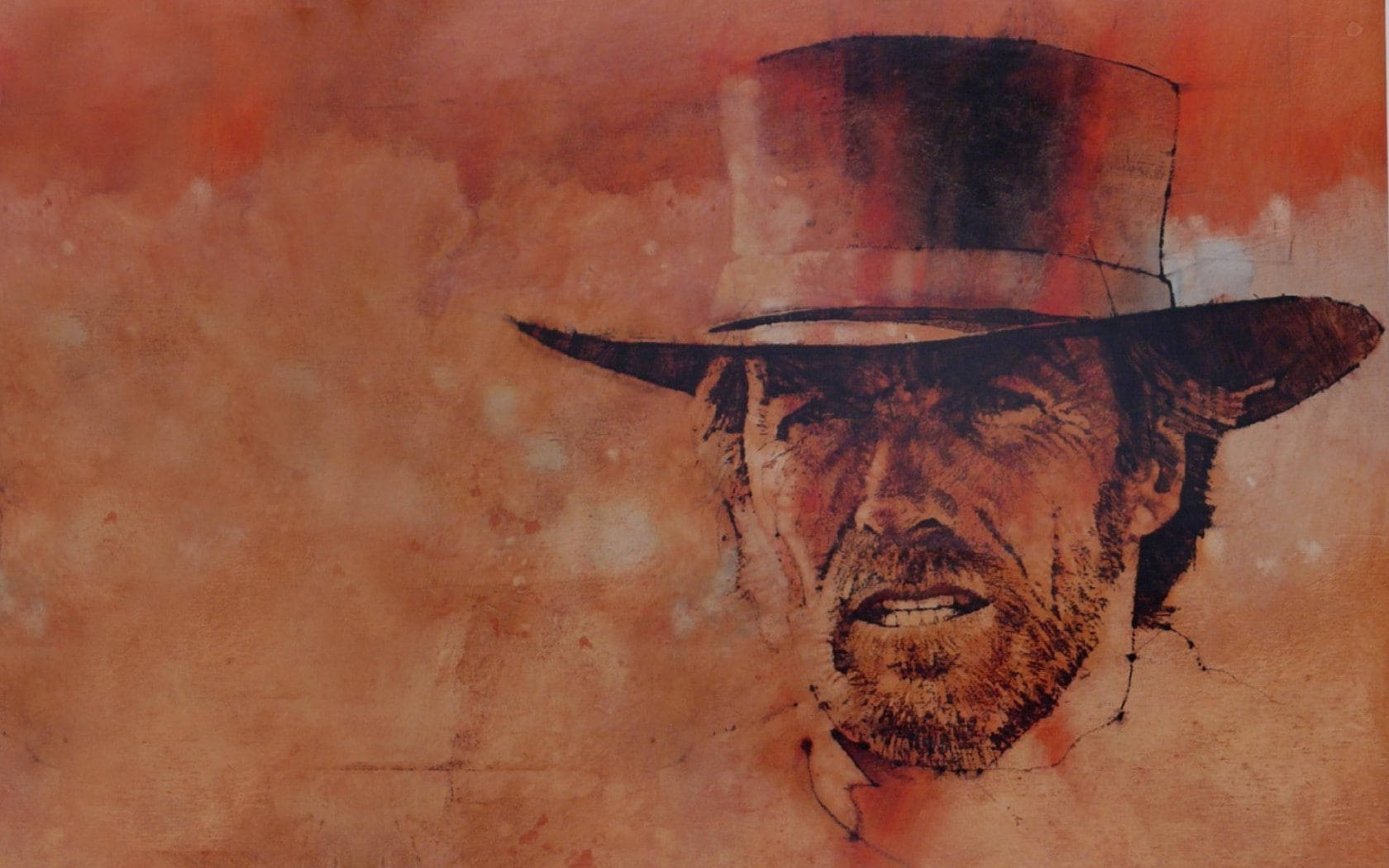 Clint Eastwood, brown stained, top hat, HD Desktop Wallpaper