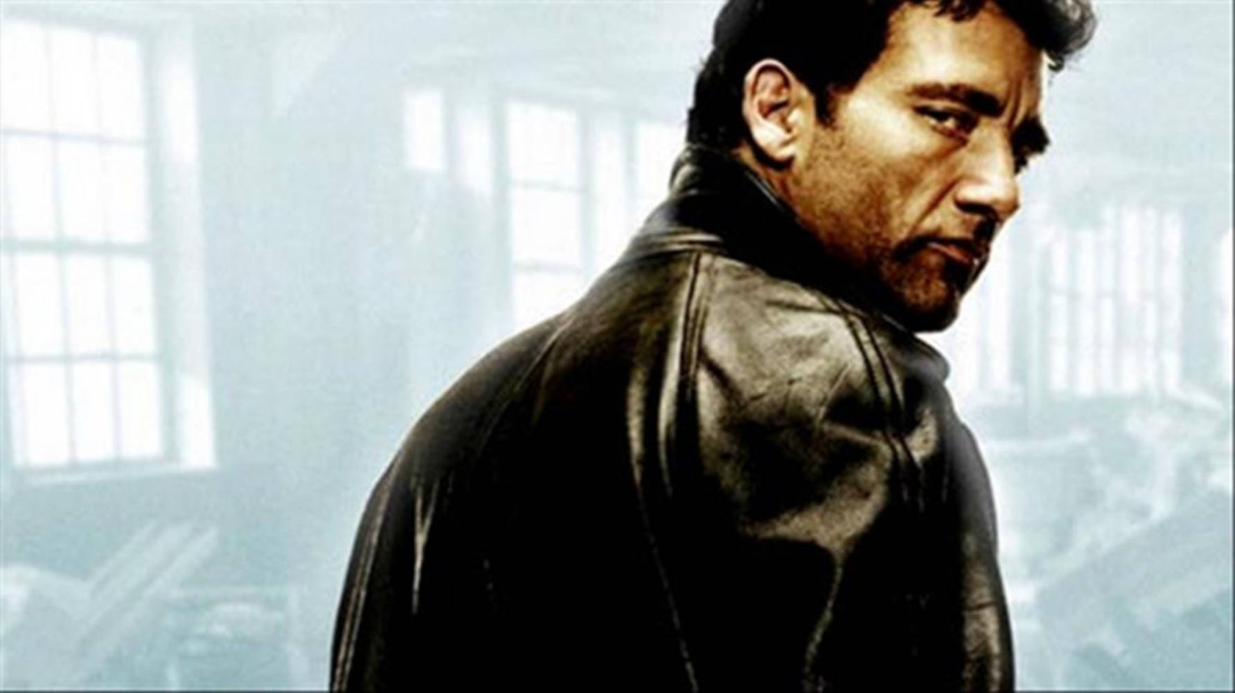 Clive Owen, black leather jacket, dimly lit industrial room, HD Desktop Wallpaper