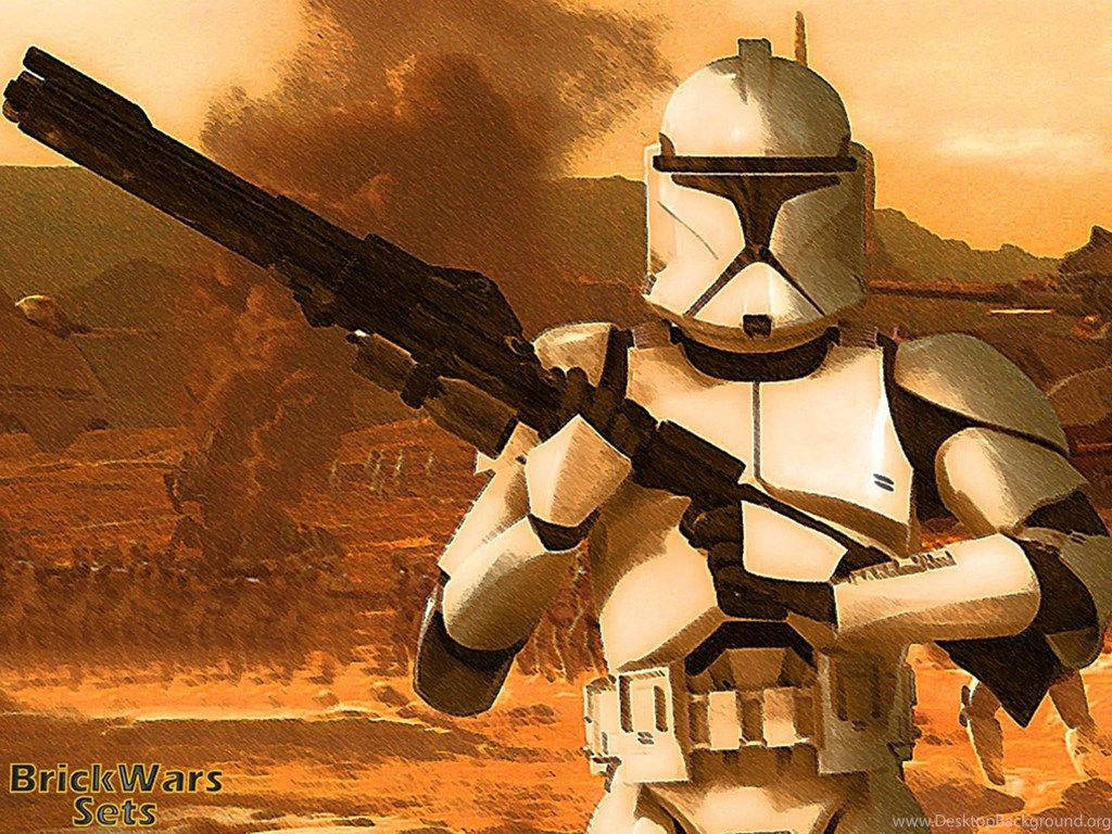 Clone Trooper, white armor, blaster rifle, SD Desktop Wallpaper