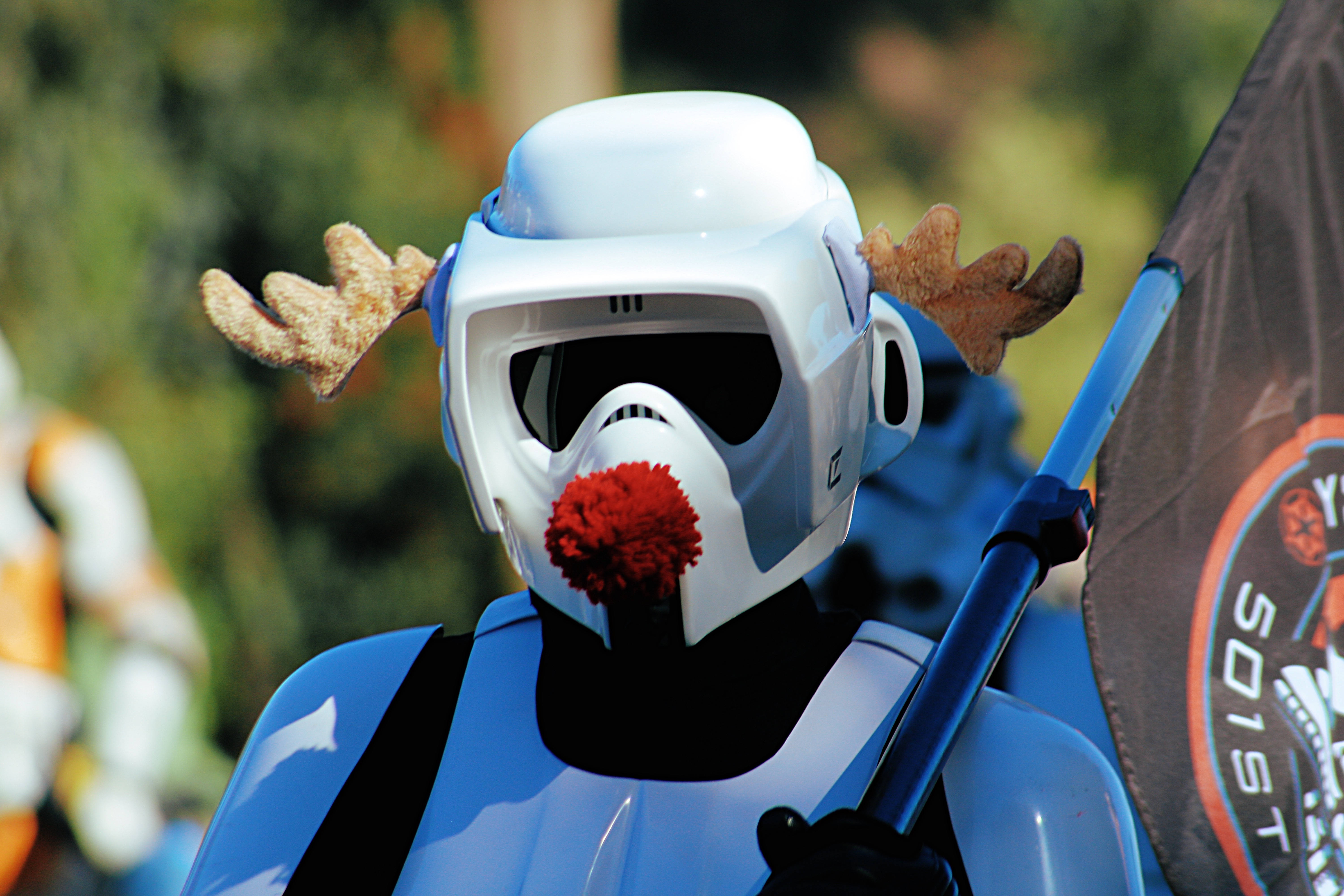 Clone Trooper, red nose deer costume, reindeer antlers, 5K Desktop Wallpaper