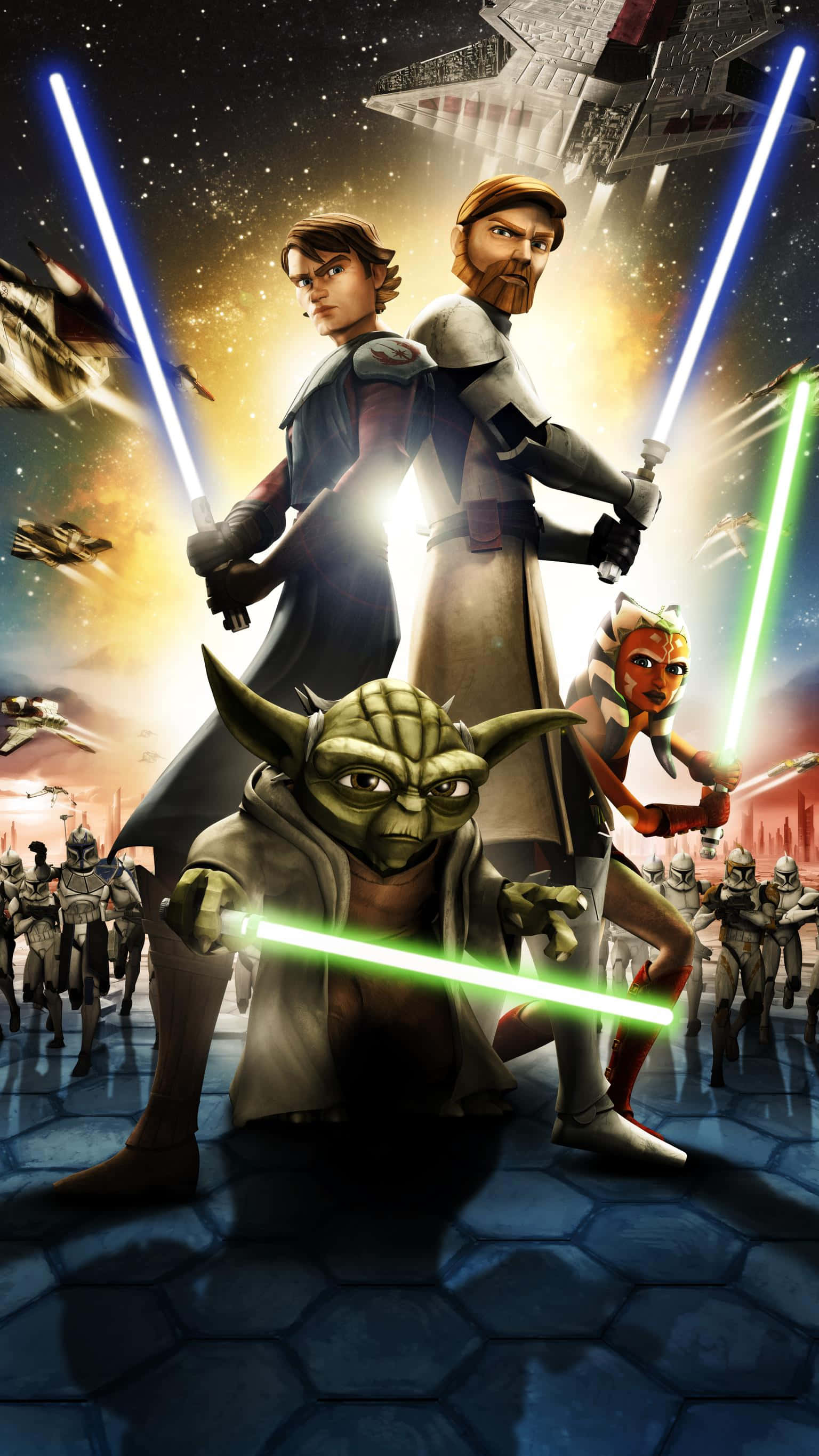 Clone Wars, Star Wars, lightsabers, 2K Phone Wallpaper
