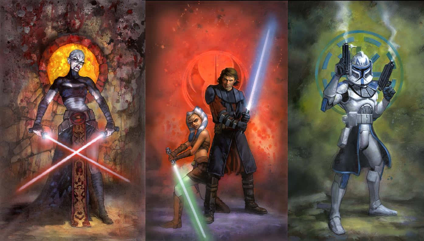 Star Wars Clone Wars, lightsabers, blasters, HD Desktop Wallpaper