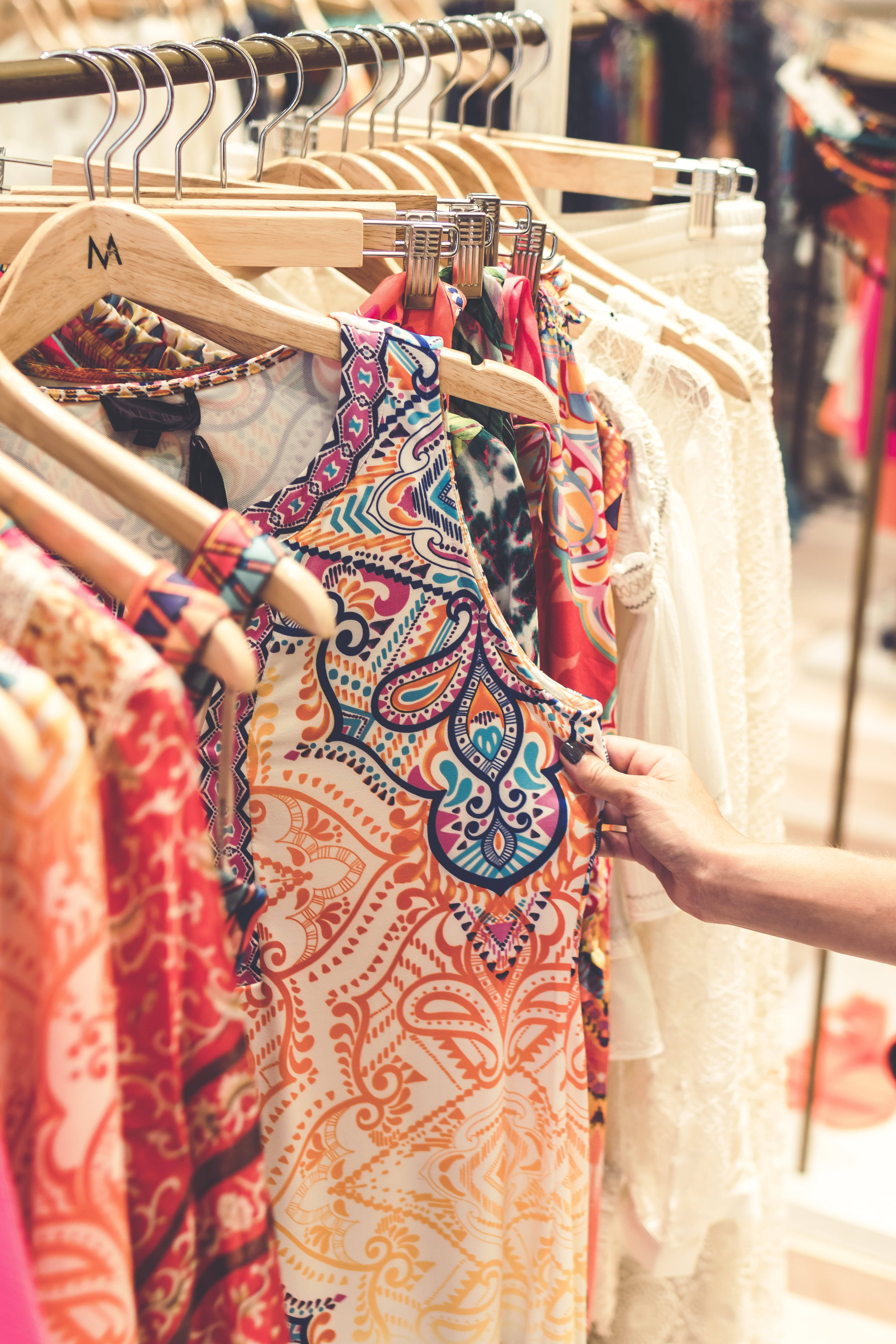 paisley pattern, wooden hanger, boutique, 5K Phone Wallpaper
