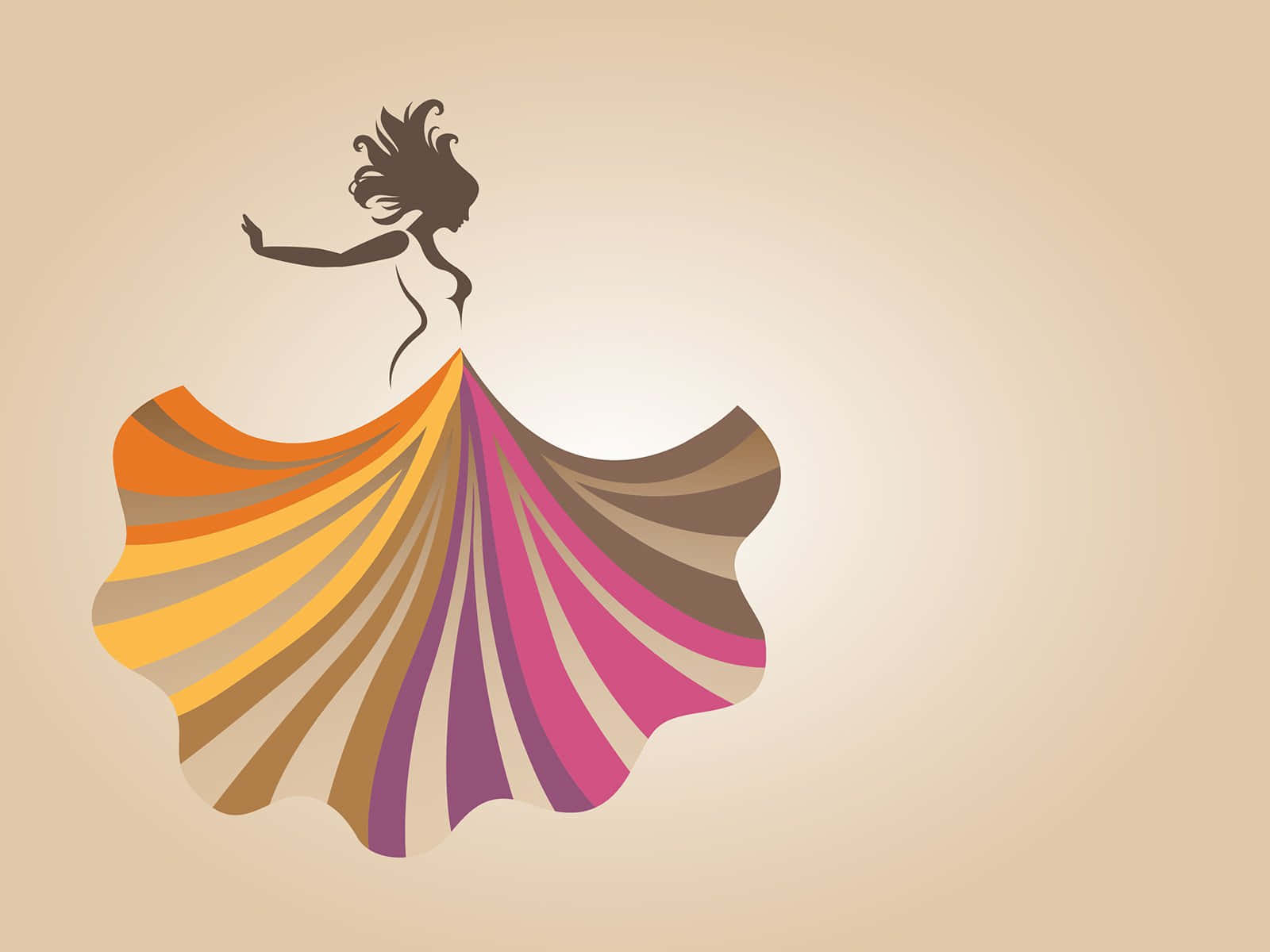 dancing woman, vibrant striped dress, swirling in motion, HD Desktop Wallpaper