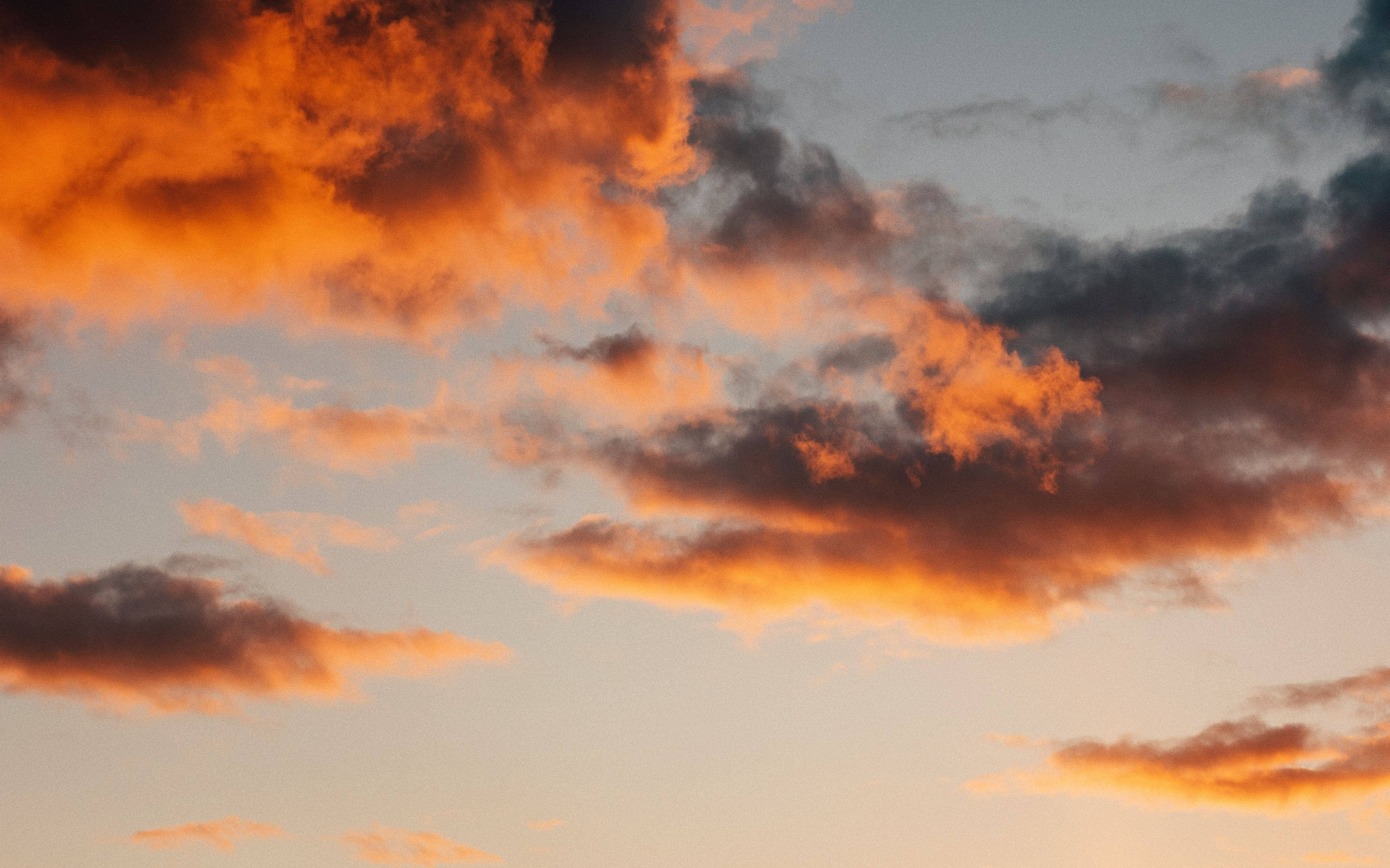 4K, sky, orange clouds, 4K Desktop Wallpaper