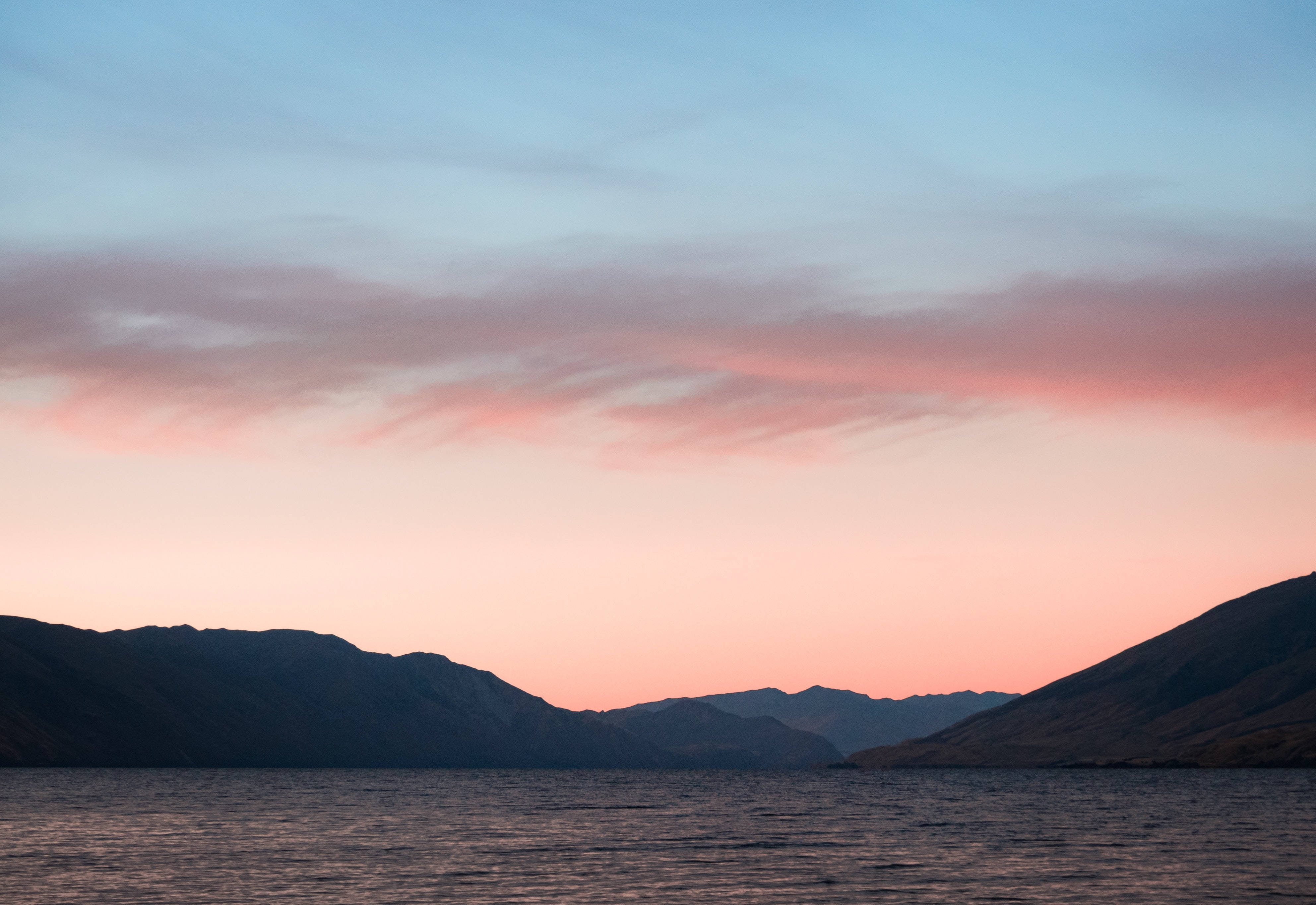 thin pink cloud aesthetic, sunset, pink and blue skies, 4K Desktop Wallpaper