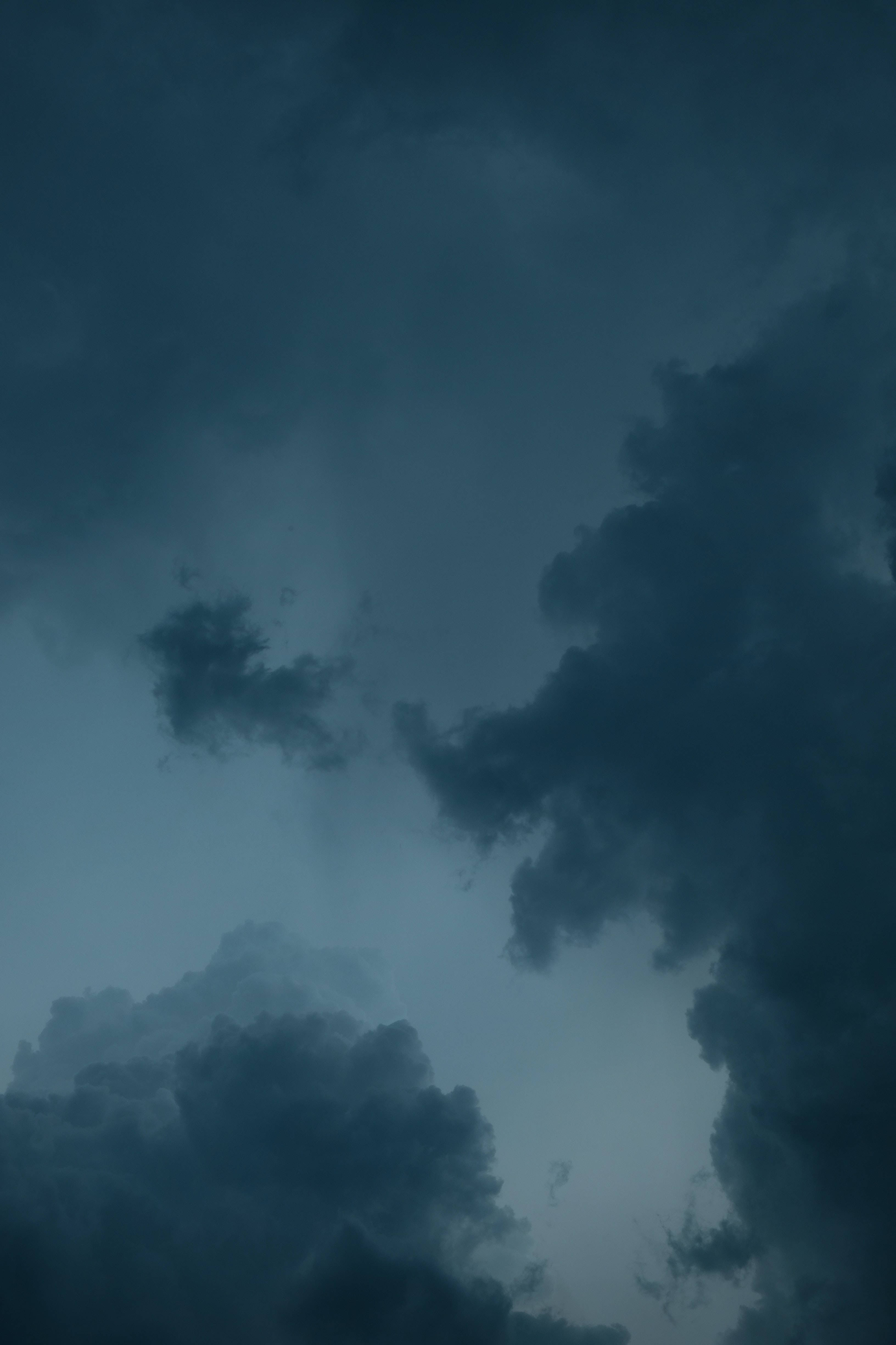 Dark Blue Cloud iPhone, storm clouds, twilight sky, 4K Phone Wallpaper