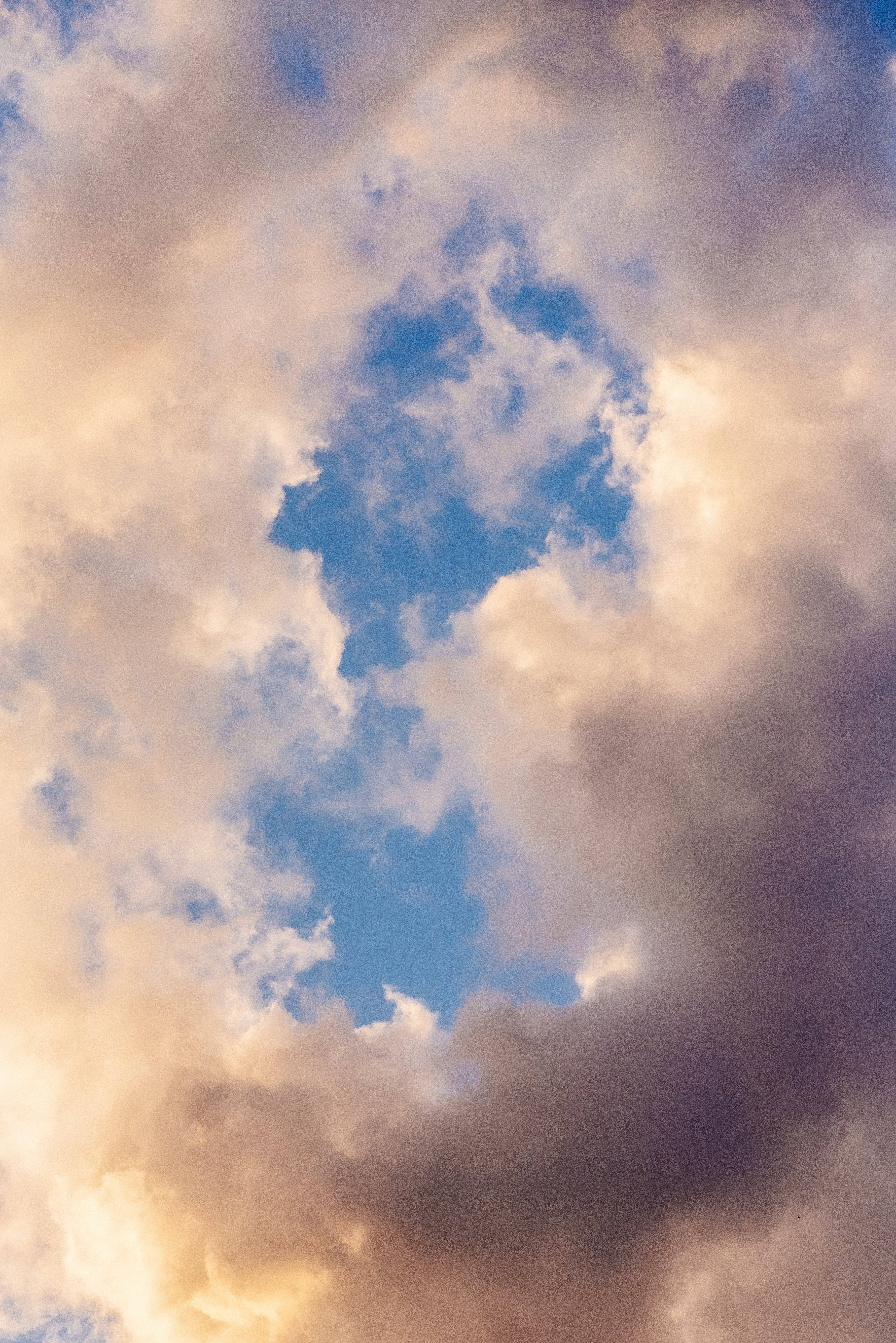 Cloud Border iPhone, sunset, golds, 5K Phone Wallpaper