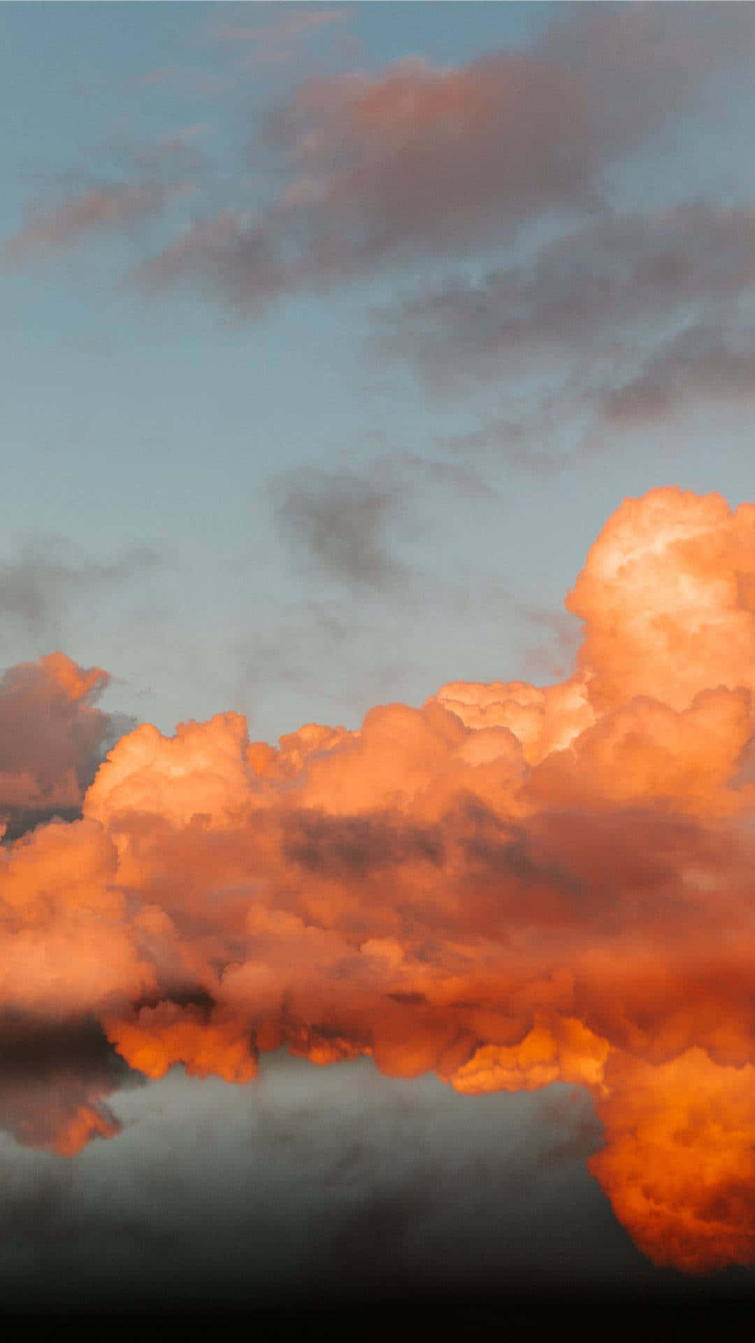 orange aesthetic phone, vibrant orange clouds, dusky blue sky, Full HD Phone Wallpaper