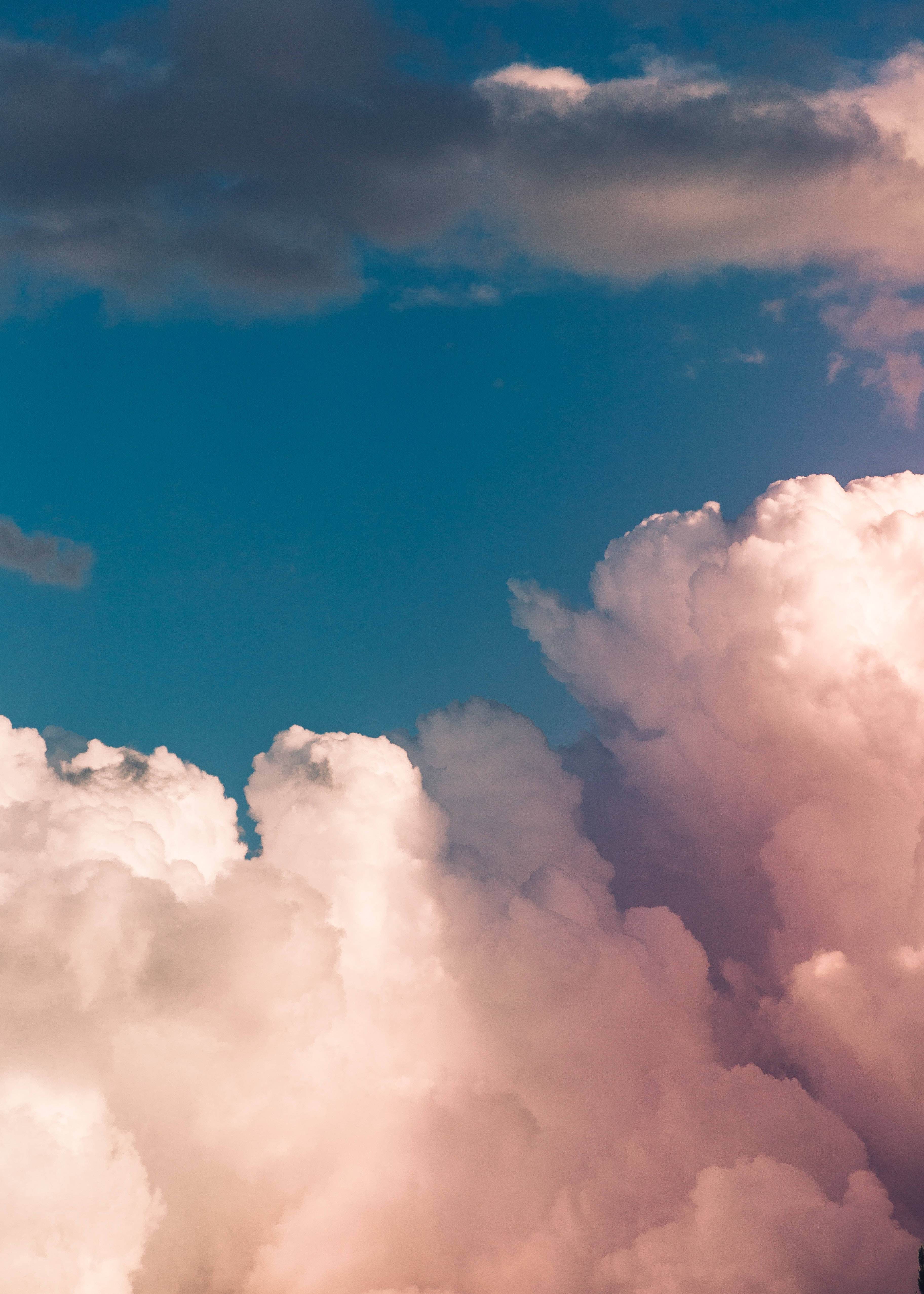 fluffy clouds, sky, pink, 4K Phone Wallpaper