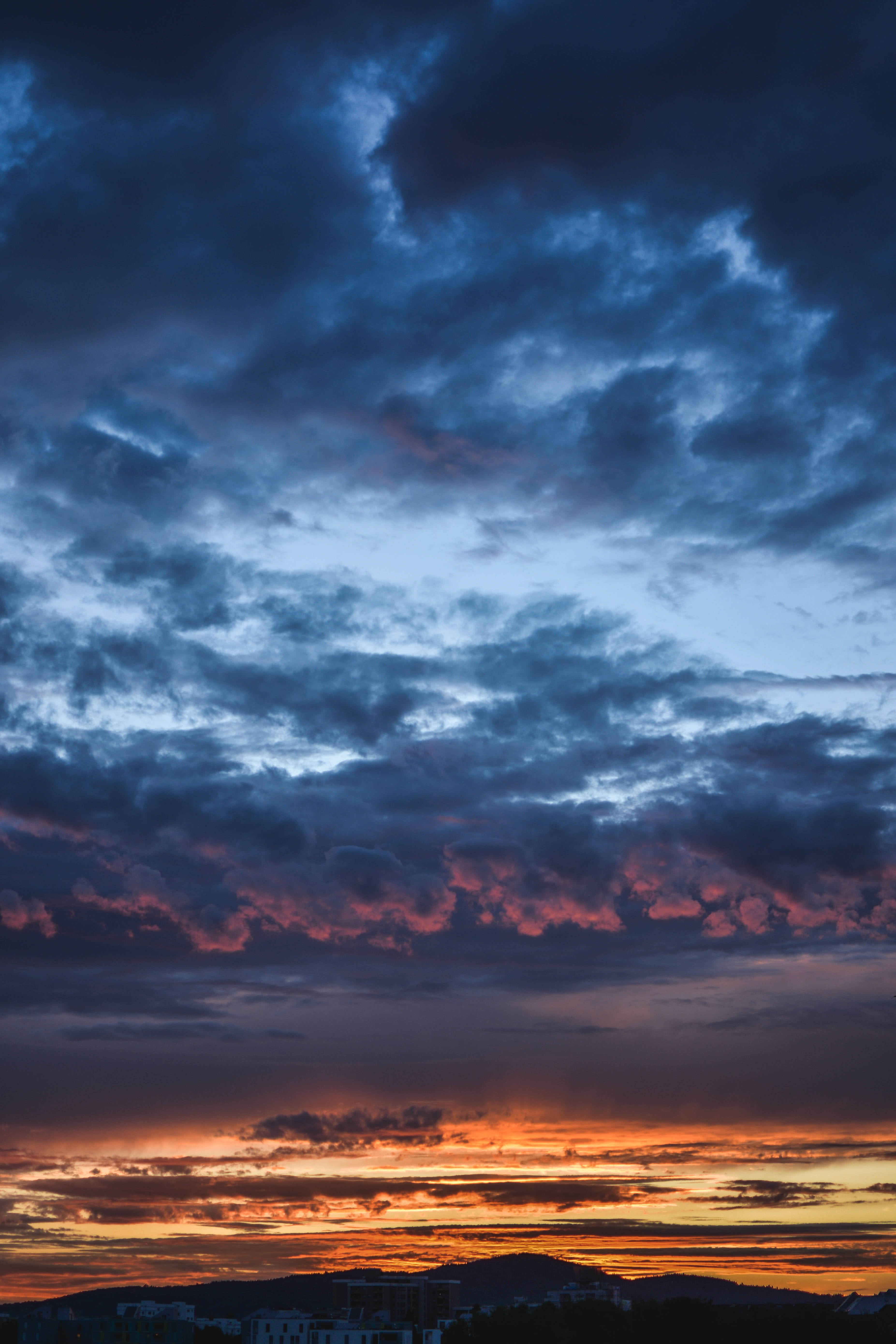 Golden Cloud iPhone, twilight sky, deep blue clouds, 5K Phone Wallpaper