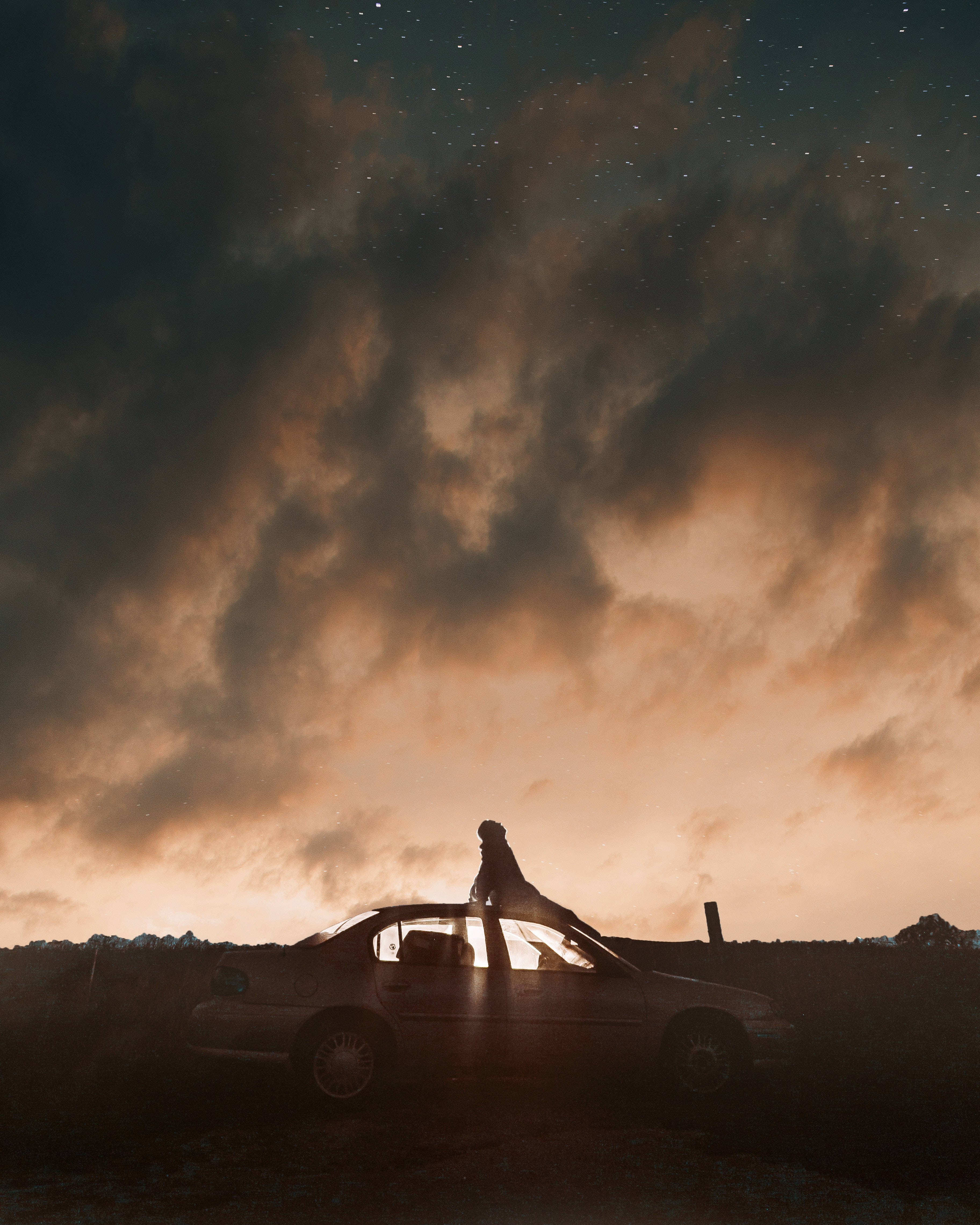 Car, Cloud, Twilight, 4K Phone Wallpaper