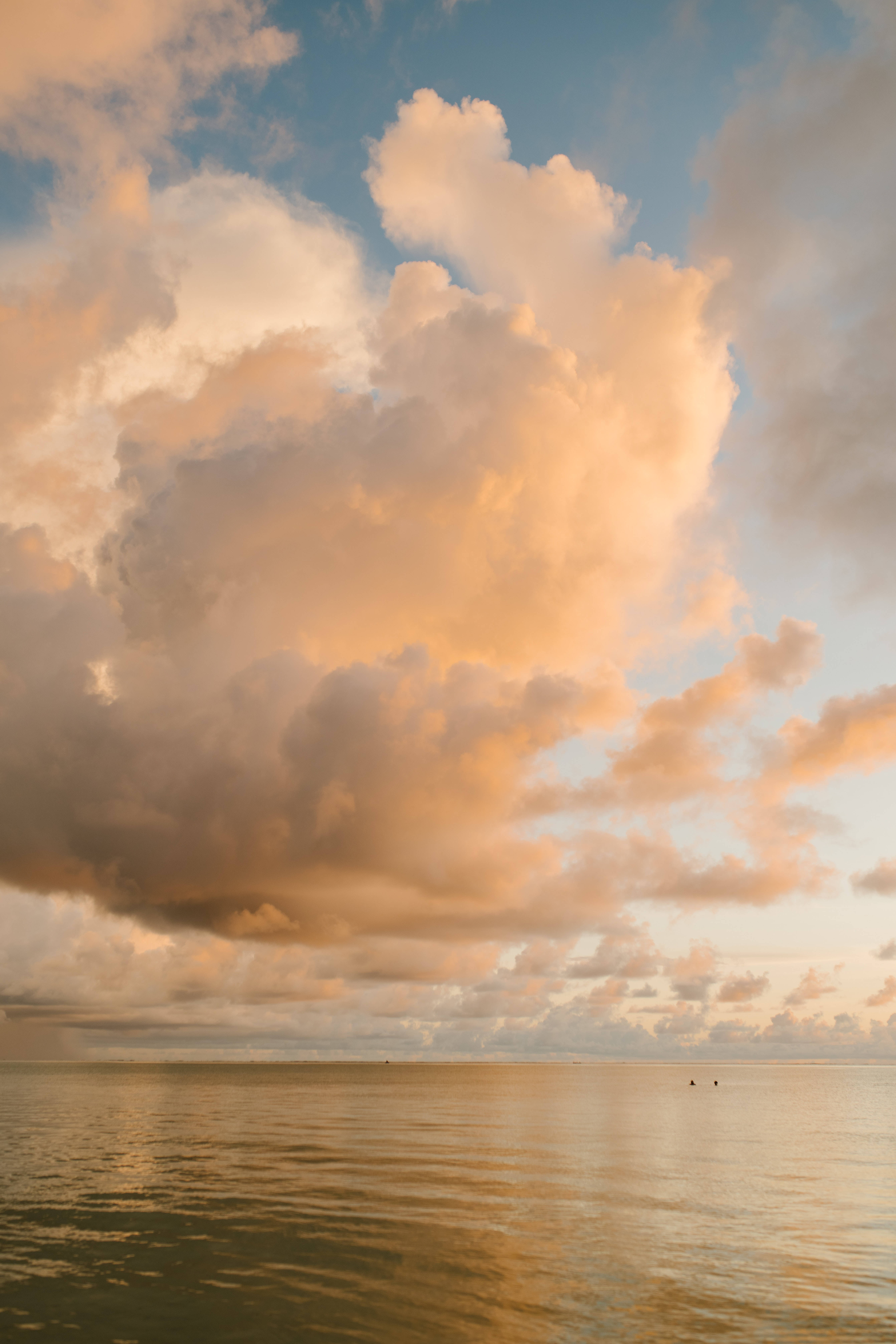 Golden Cloud iPhone, golden sunset clouds, vast ocean, 8K Phone Wallpaper