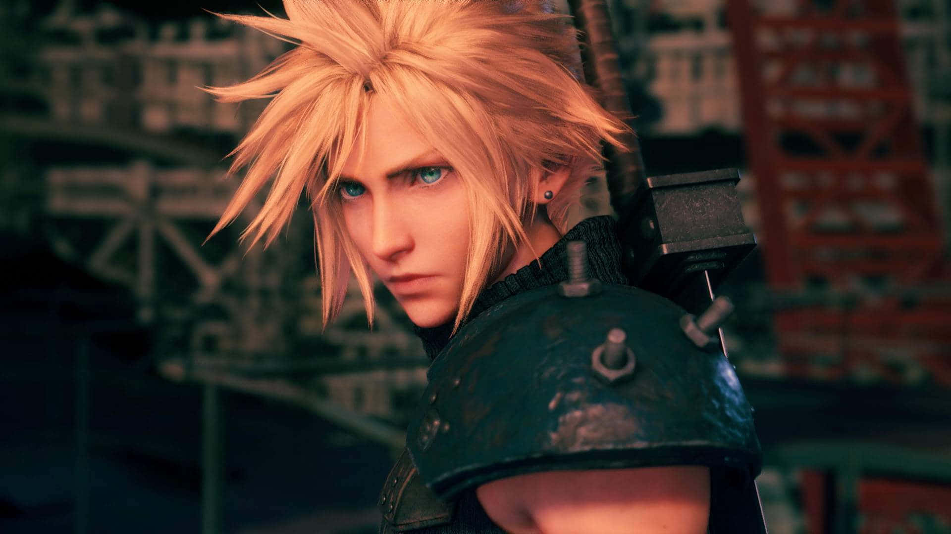 Cloud Strife, spiky blonde-haired, blue eyes, Full HD Desktop Wallpaper