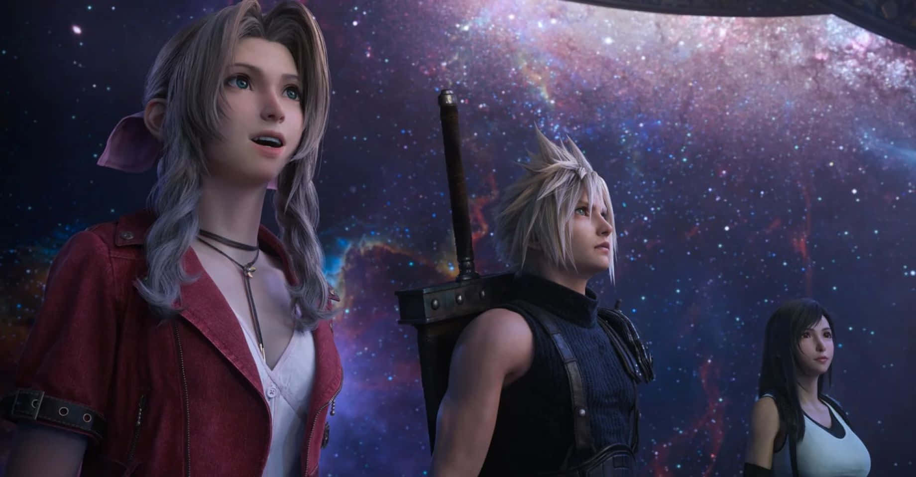 Cloud Strife, Stargazing, cosmic nebula, HD Desktop Wallpaper
