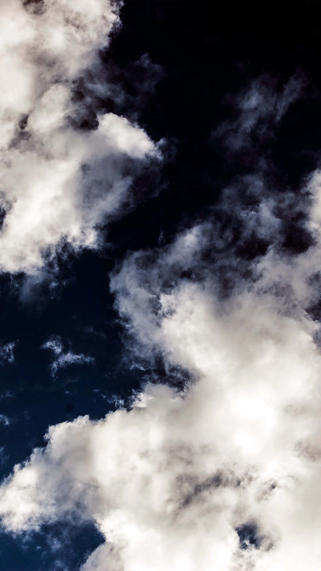 white clouds, deep navy blue sky, high-contrast aerial view, Full HD Phone Wallpaper