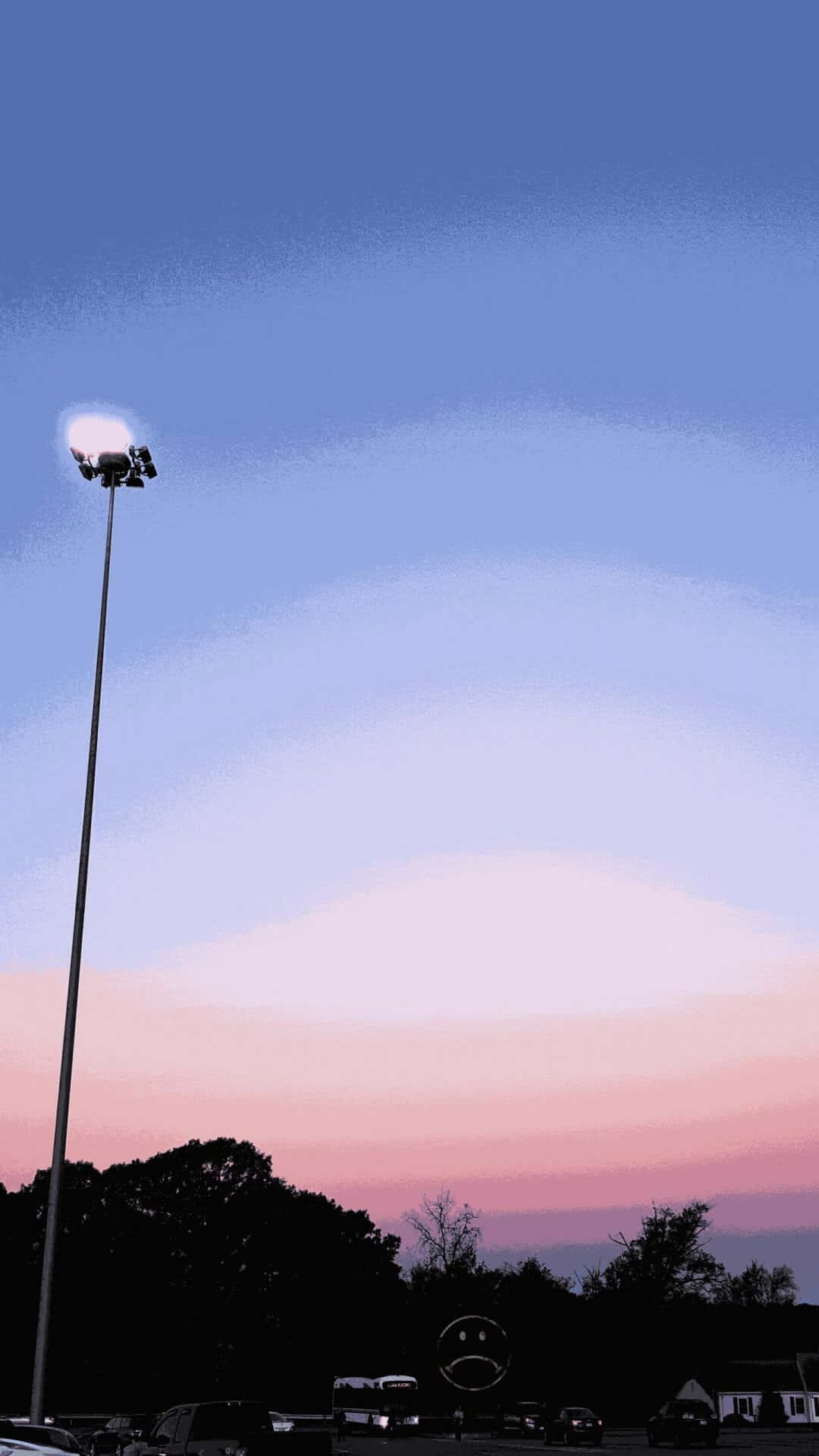 twilight sky, soft pink and blue hues, light pole, Full HD Phone Wallpaper