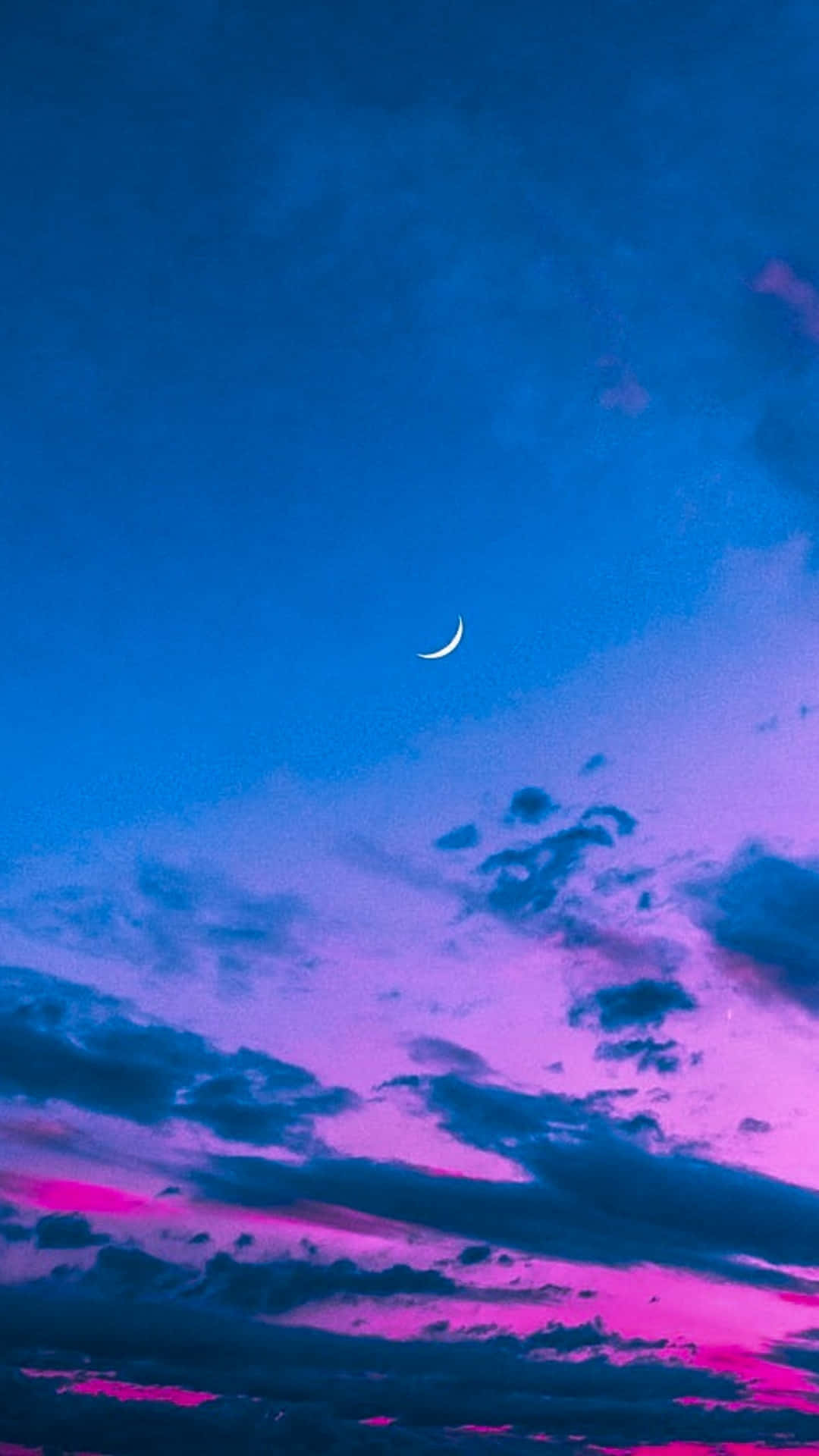 crescent moon, twilight sky, electric blue, Full HD Phone Wallpaper
