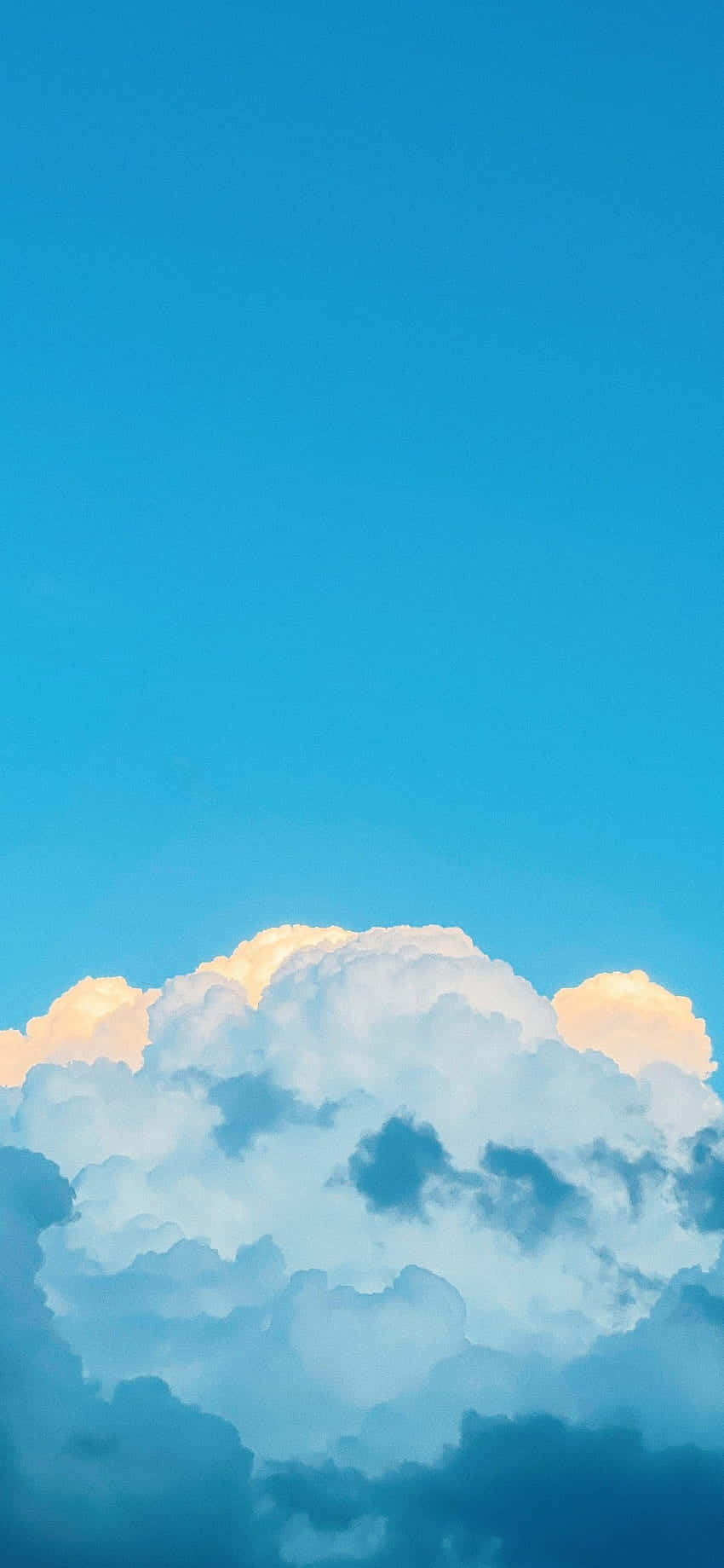 cerulean sky, fluffy white clouds, glowing golden, HD Phone Wallpaper