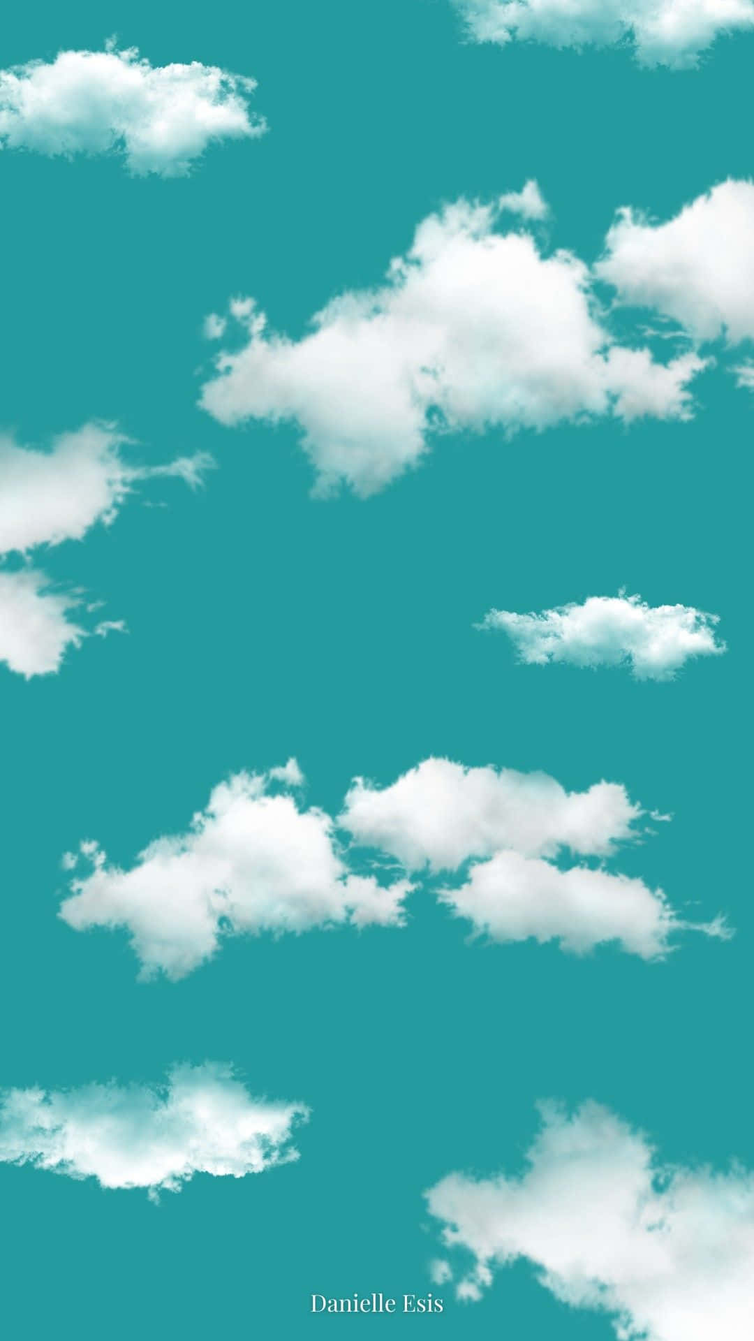 white clouds, blue sky, vibrant teal sky, Full HD Phone Wallpaper