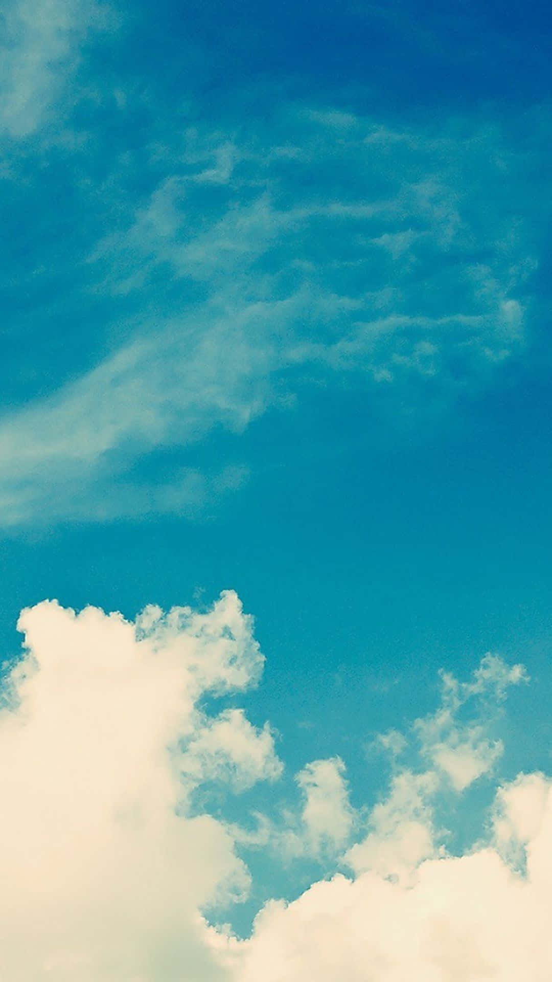 cloudy blue sky, vibrant turquoise sky, wispy white clouds, Full HD Phone Wallpaper