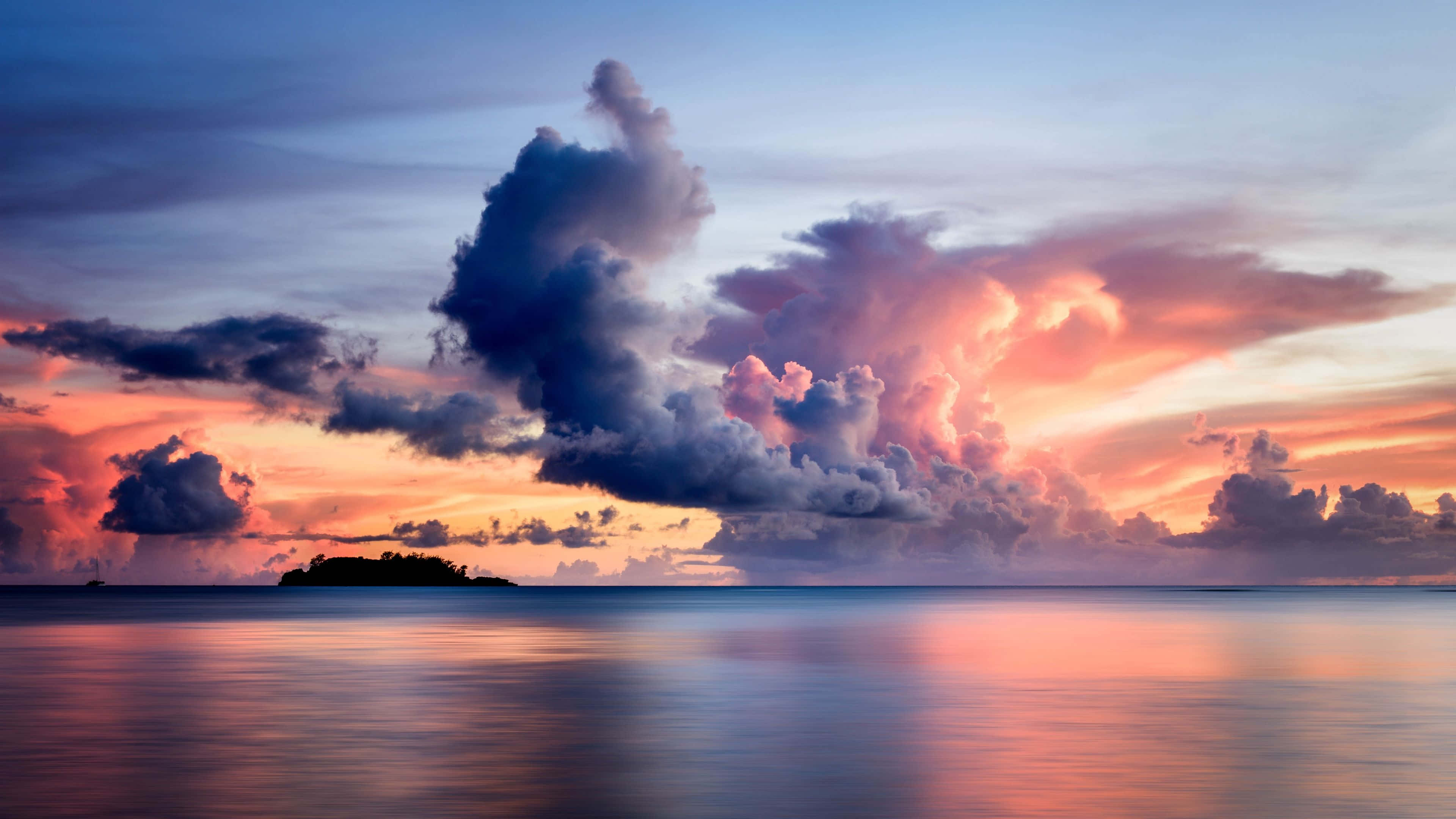 Clouds 4K, sunset, island, 4K Desktop Wallpaper