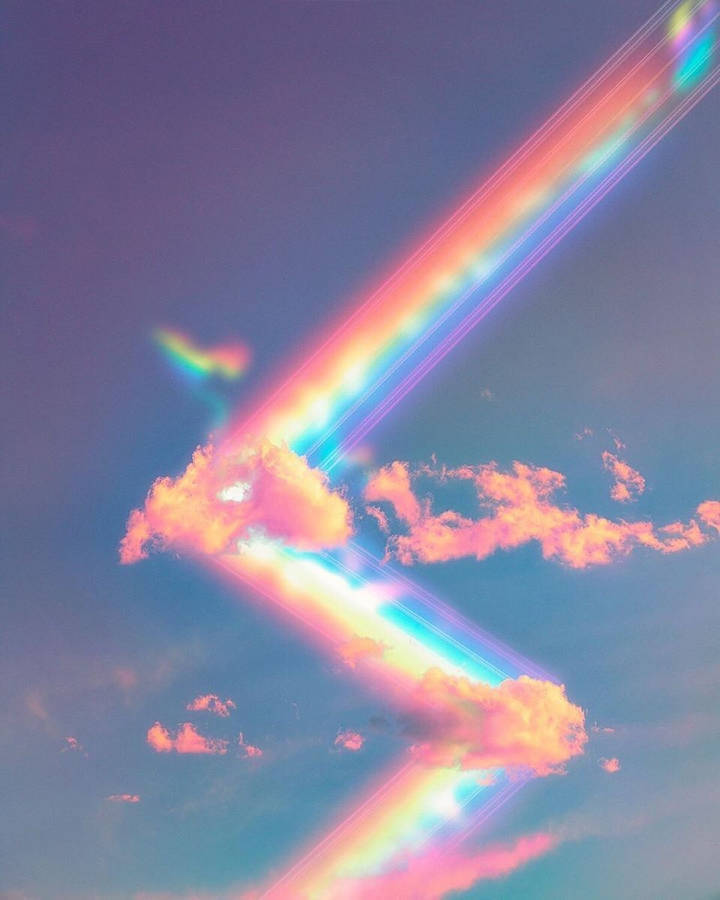 zigzag clouds aesthetics, rainbow, pastel sky, SD Phone Wallpaper