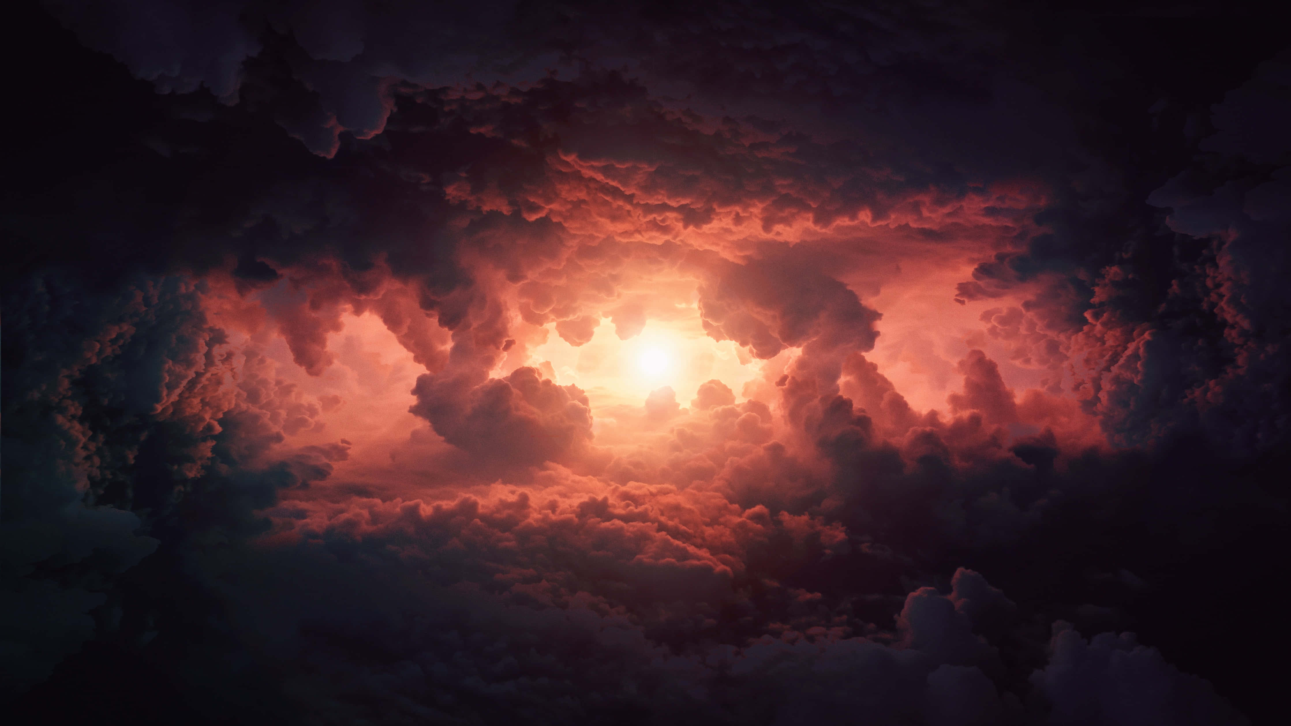 Clouds 4K, Dark Pink Light, red and purple storm clouds, 4K Desktop Wallpaper