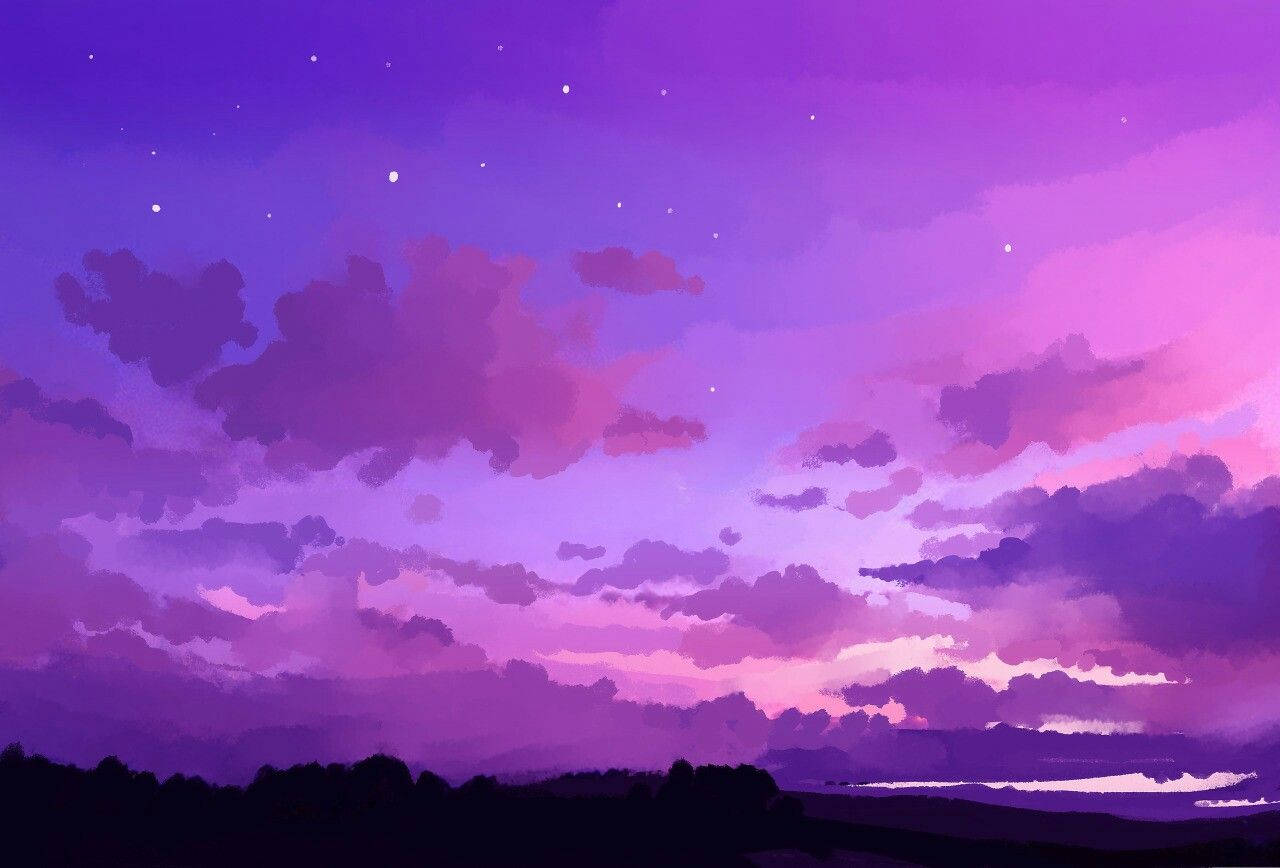 twilight sky, vibrant purples, pinks, HD Desktop Wallpaper