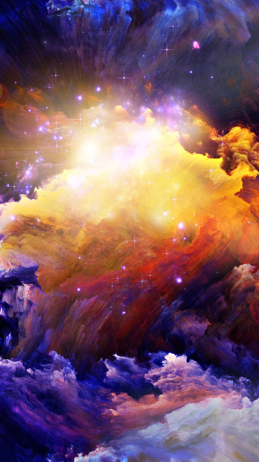 Clouds Phone, golden light, swirling clouds, Full HD Phone Wallpaper